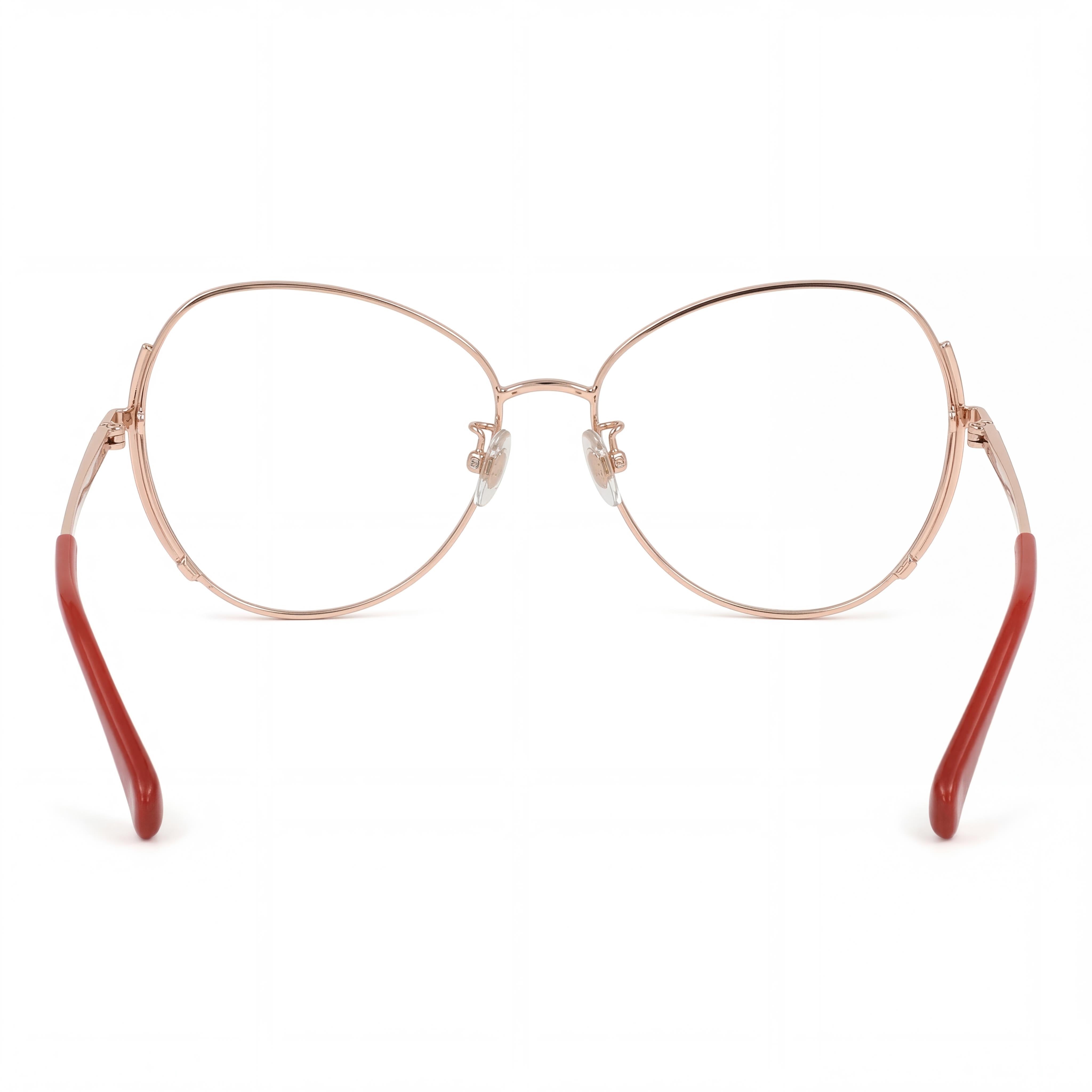 Gafas metálicas MaxMara MM5001-H para mujer con montura de oro rosa brillante y lentes transparentes personalizables de 57 mm, Photo 3