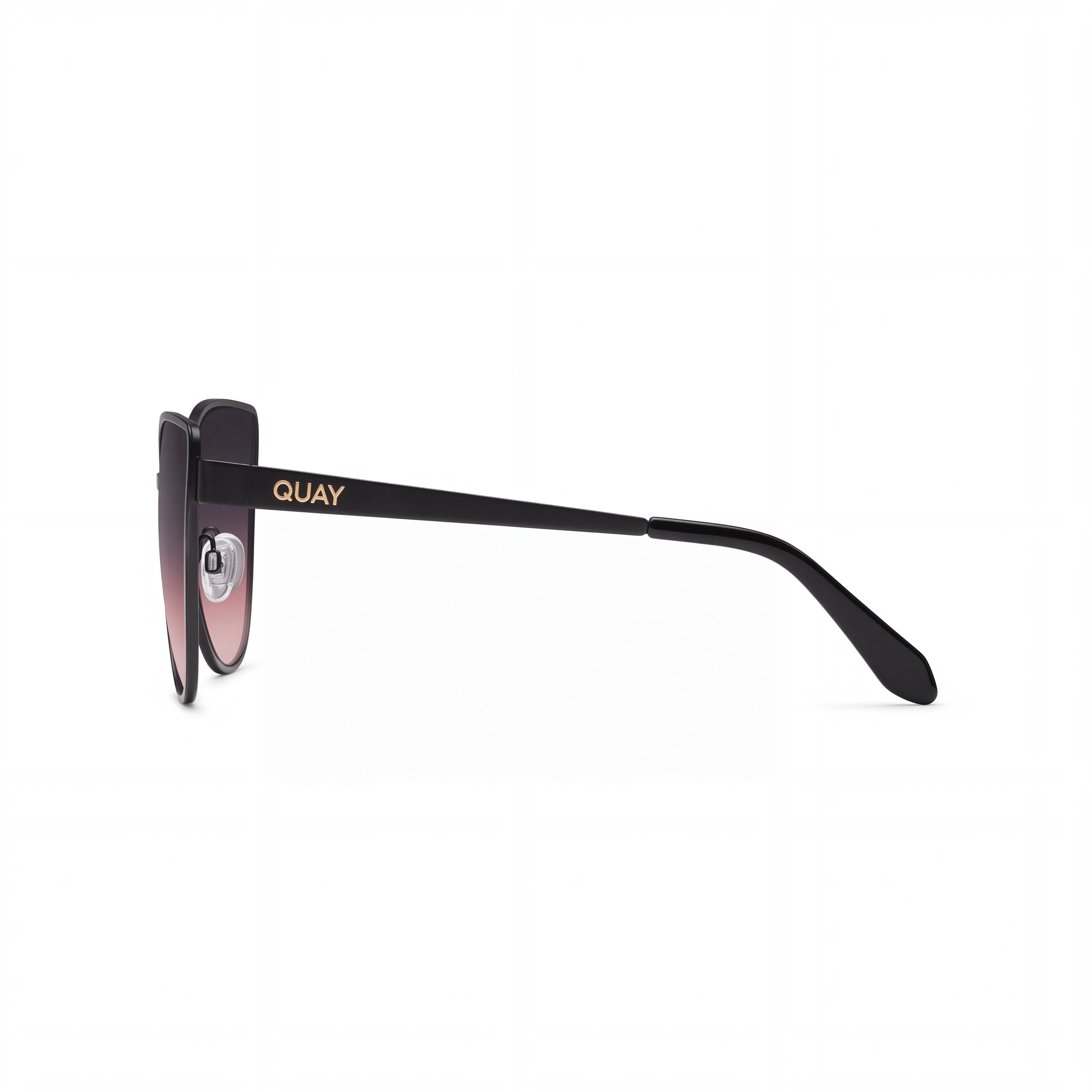QUAY AUSTRALIA In Pursuit Women's Black Pink Plastic Frame Black Plum Pink Lens UV Protection Sunglasses 64mm, Photo 3