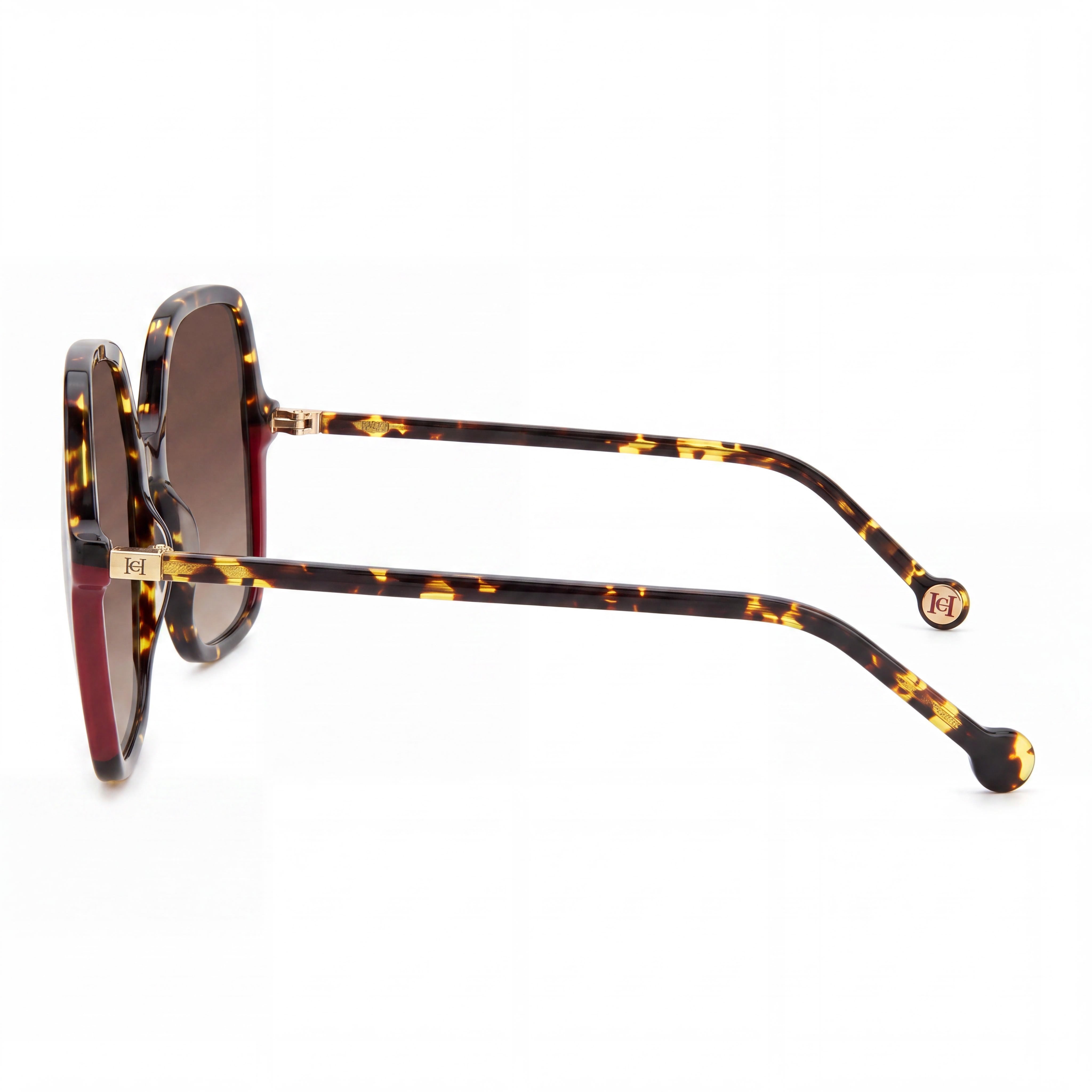 Gafas de sol Carolina Herrera Modern para mujer, con montura de acetato ligero Havana roja y lentes marrones degradadas de 56 mm, Photo 3