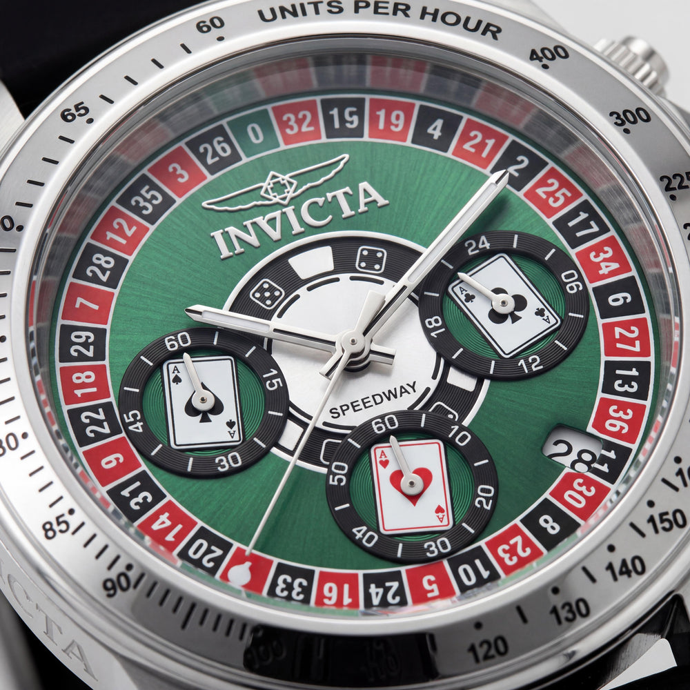 Invicta Speedway 50492 Men's Quartz Green Dial Stainless Steel Silicone Strap 200M Water Resistant Watch 39mm
