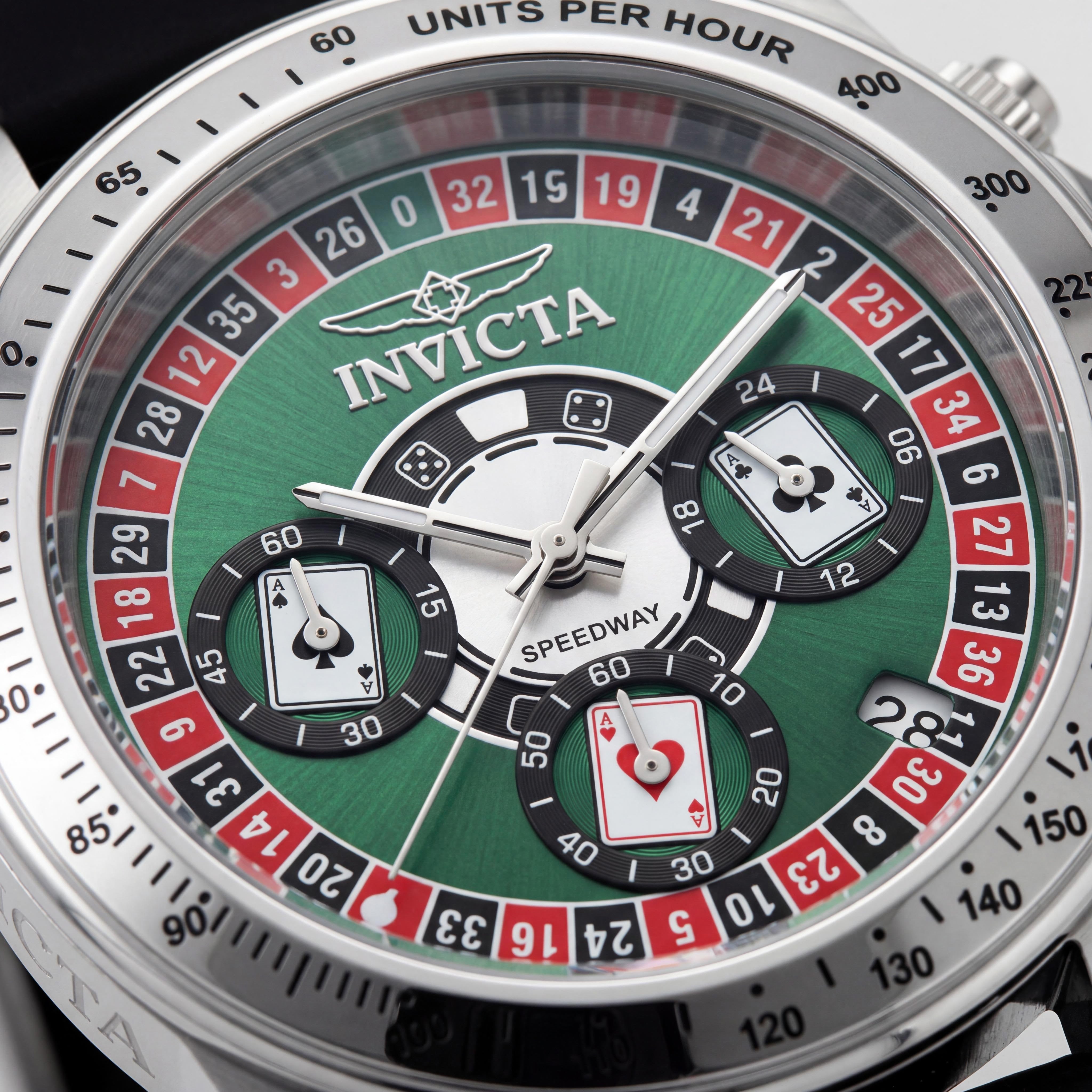 Reloj de cuarzo Invicta Speedway 50492 para hombre, esfera verde, correa de acero inoxidable y silicona, resistente al agua 200M, 39mm, Photo 2