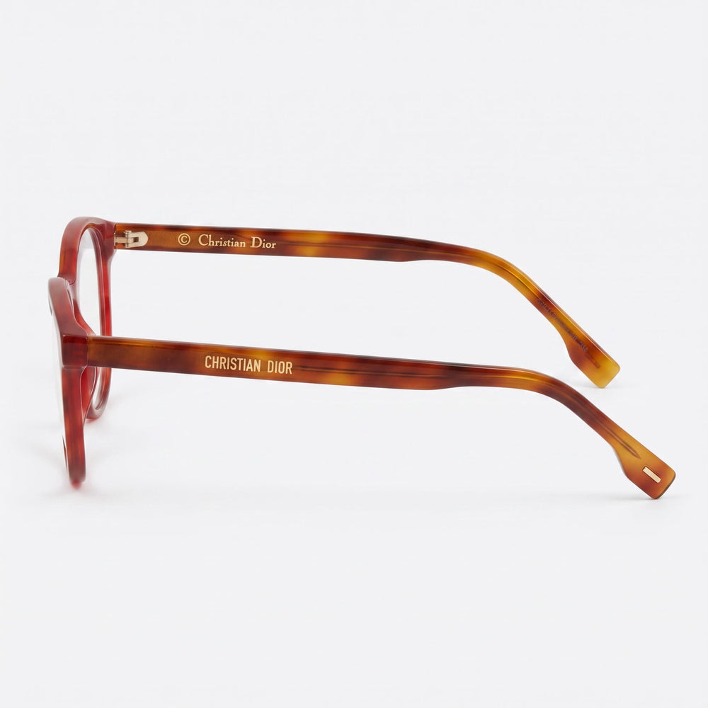 Dior Women's Havana Burgundy Plastic Eyeglasses with Demo Lenses, 53mm Lens Width, 18mm Bridge, 145mm Temple Arms