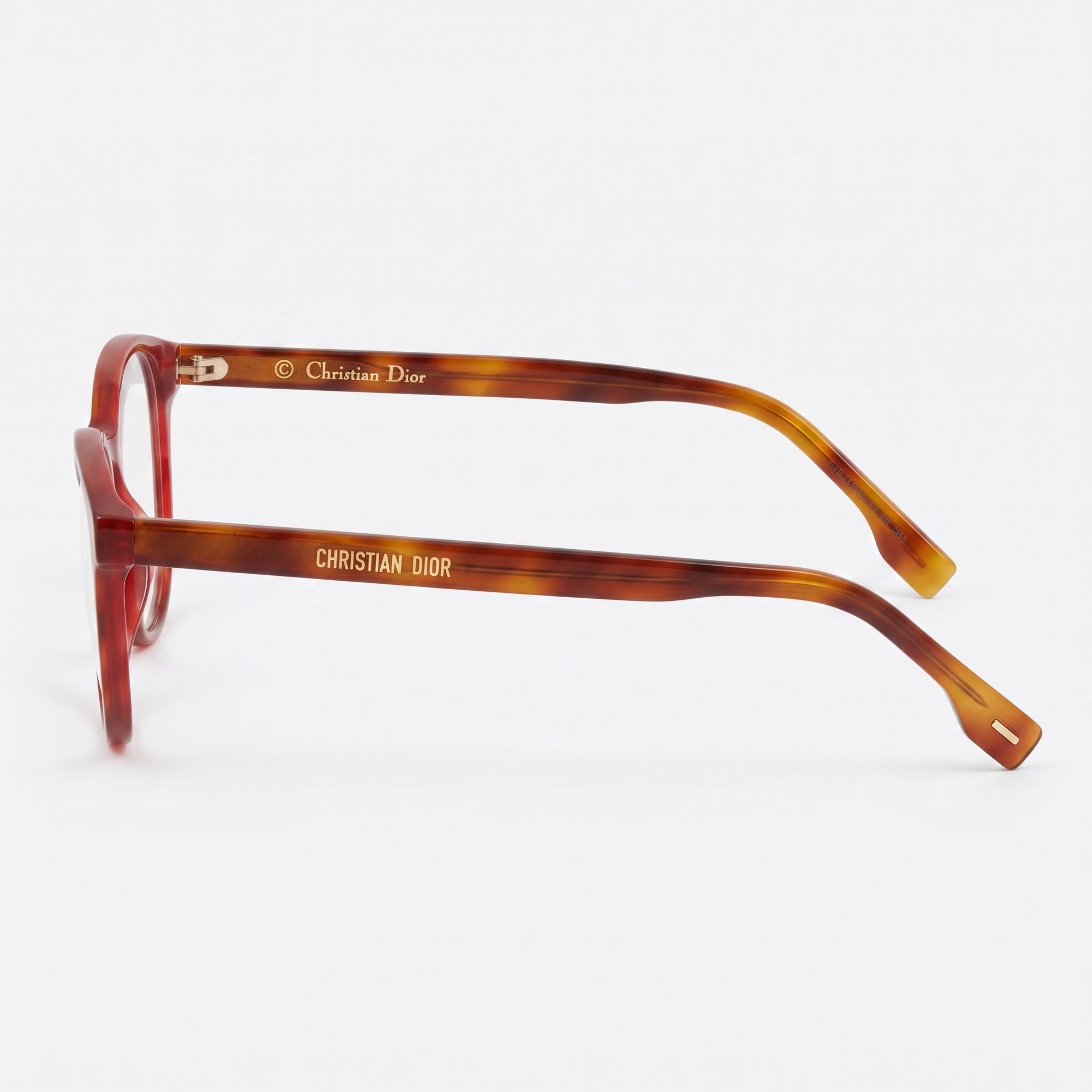 Gafas de plástico Dior para mujer, color habana burdeos, con cristales de demostración, 53 mm de ancho de lente, 18 mm de puente, 145 mm de patillas, Photo 2