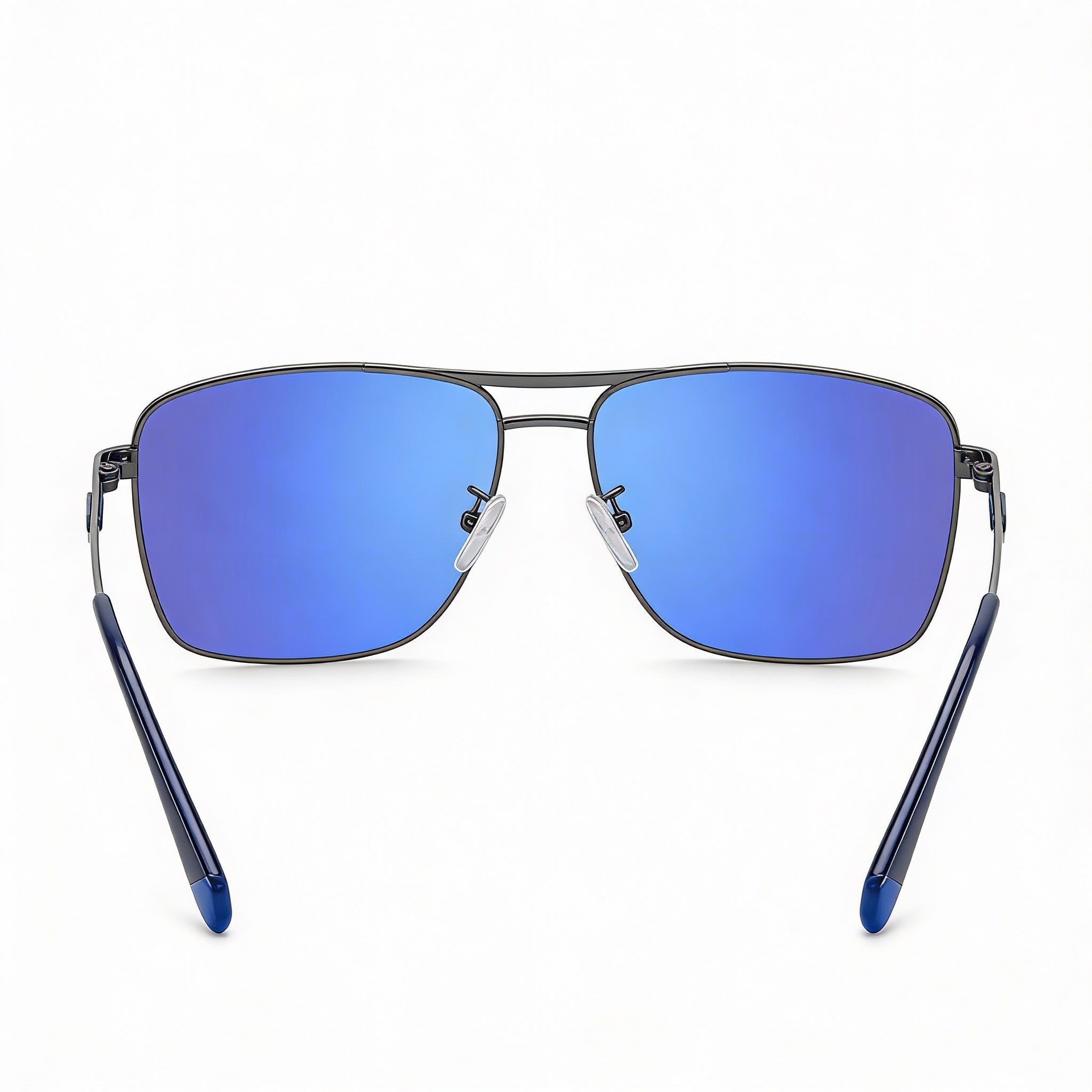 Polaroid Modern Men's Stainless Steel Dark Ruthenium Blue Mirror Polarized UV Protection Sunglasses 59mm, Photo 4