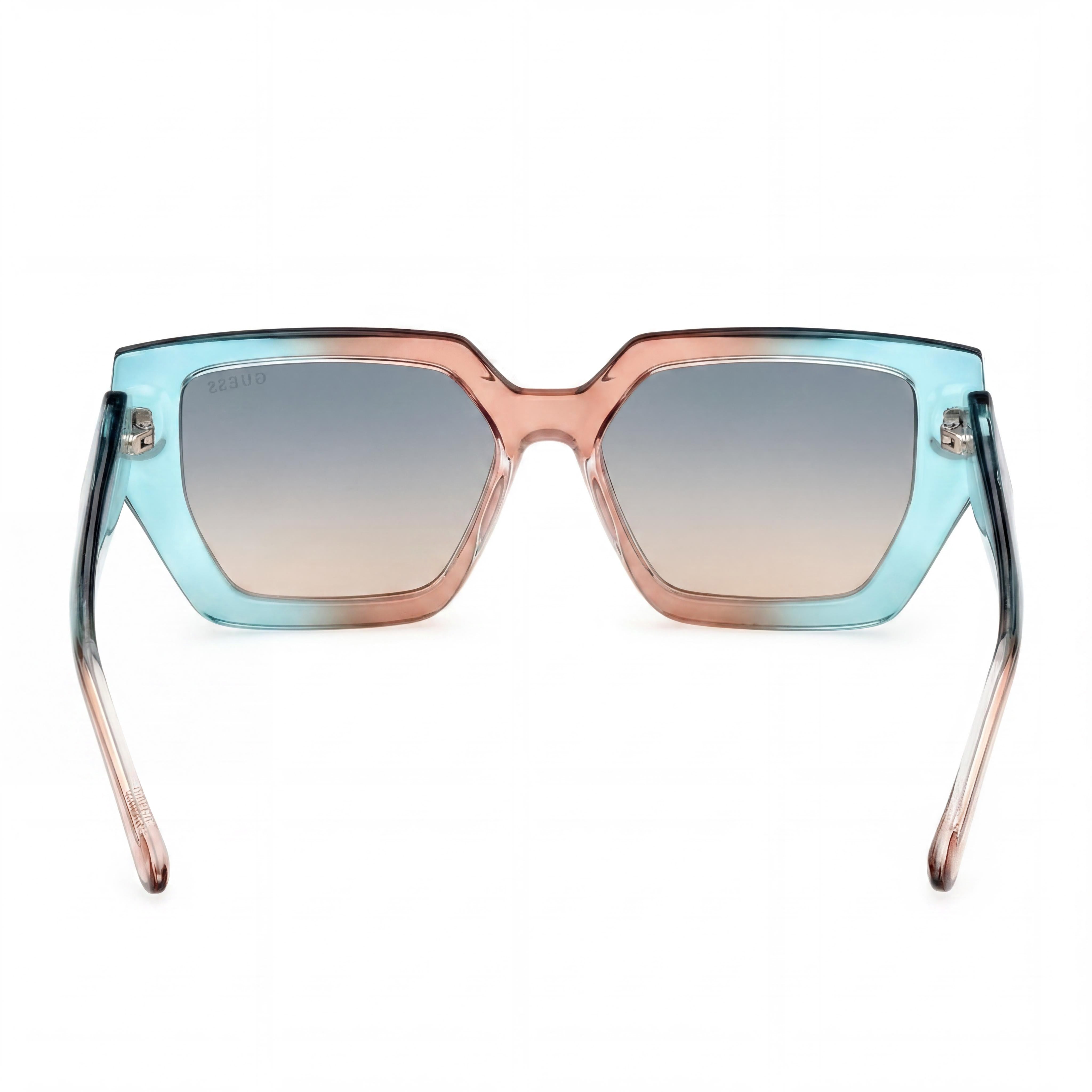 GUESS Women's Square UV Protective Sunglasses, Turquoise Injected Frame, Gradient Green Lenses 53-16-140, Photo 4