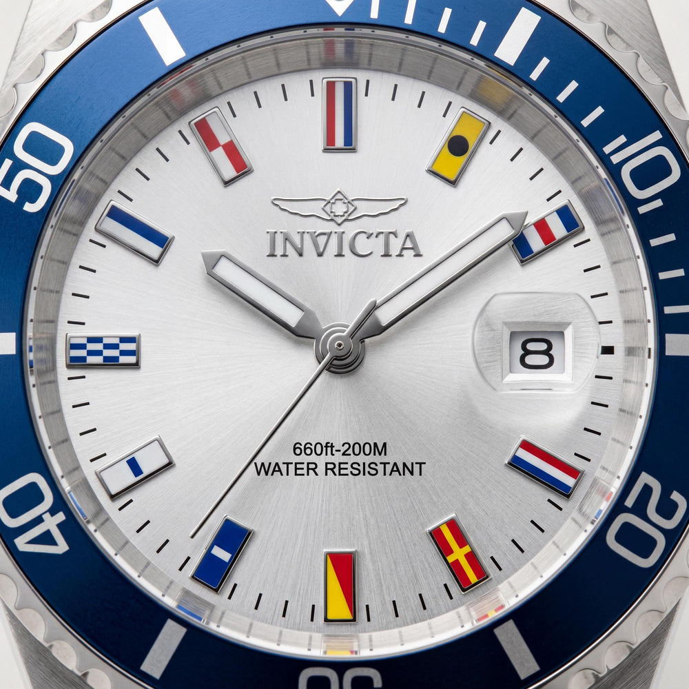 Invicta Pro Diver 49885 Unisex Silver Dial Stainless Steel Bracelet Quartz 20 ATM Watch 40mm Case