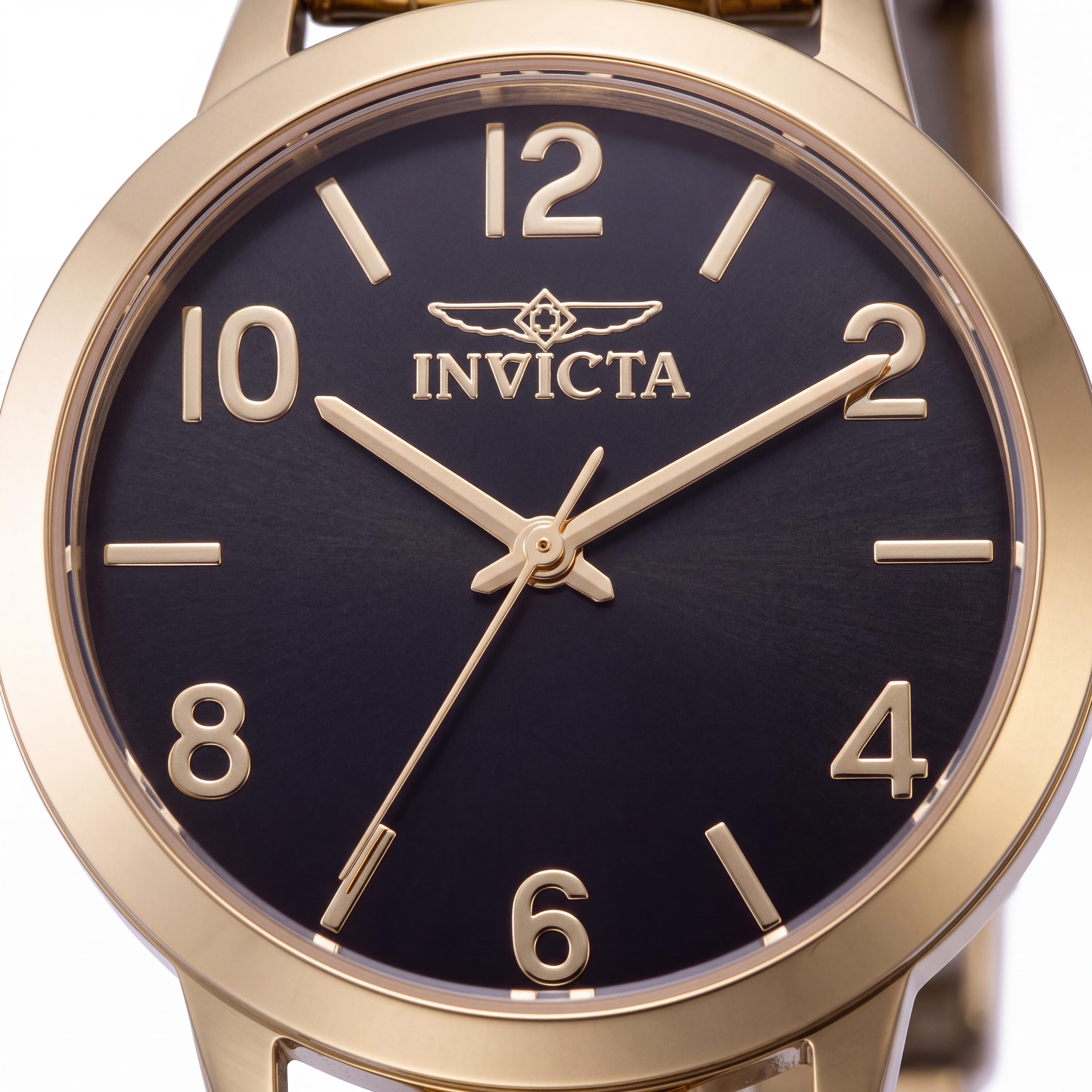 Invicta Wildflower 47273 Unisex Gold Tone Stainless Steel Black Dial Quartz Movement Bracelet Watch 34mm, Photo 2