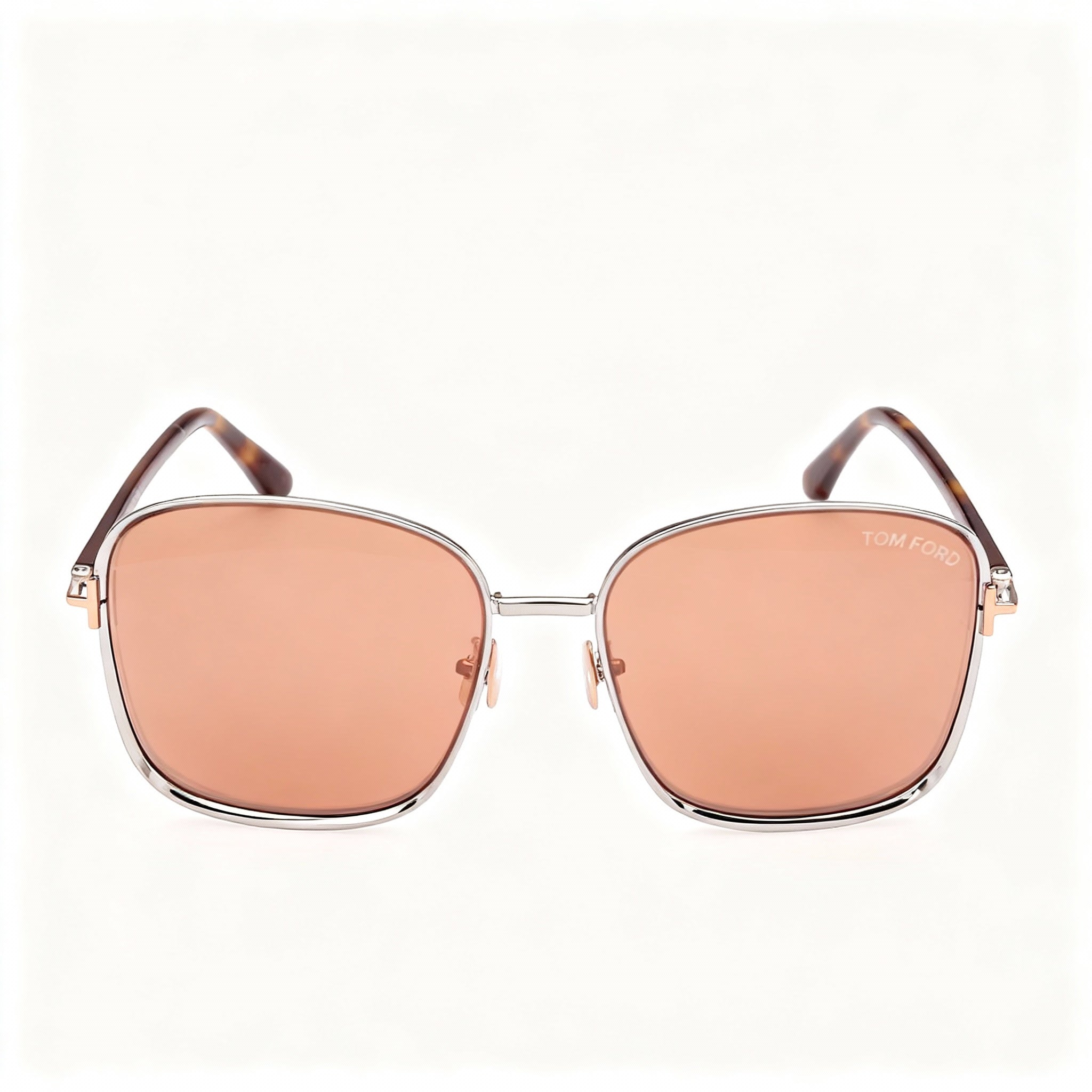 Tom Ford Contemporary Fern FT1029 Men's Metal Square Sunglasses, Shiny Satin Dark Ruthenium Dark Havana Frame, Brown Mirror Lenses 57mm, Photo 3