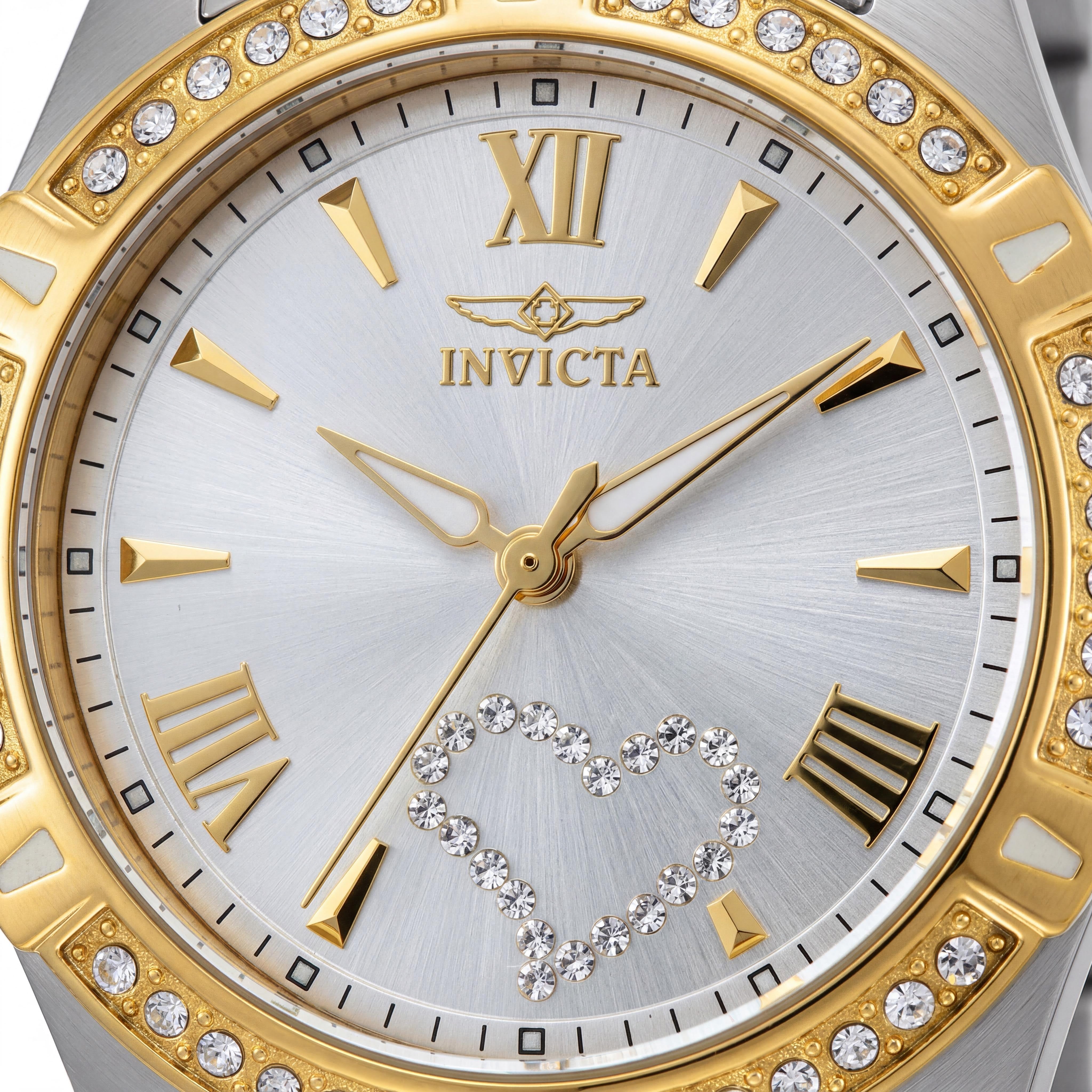 Invicta Women's 21418 Two Tone Stainless Steel Silver Dial Crystal Accented Bezel 34.5mm Water Resistant Watch, Photo 2