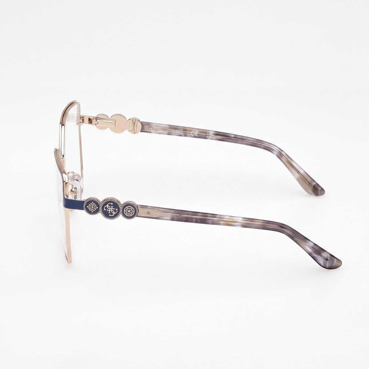 Gafas de metal GUESS Gu50229 para mujer, montura Habana gris azul claro mate, lentes azul claro de 57 mm, Photo 3