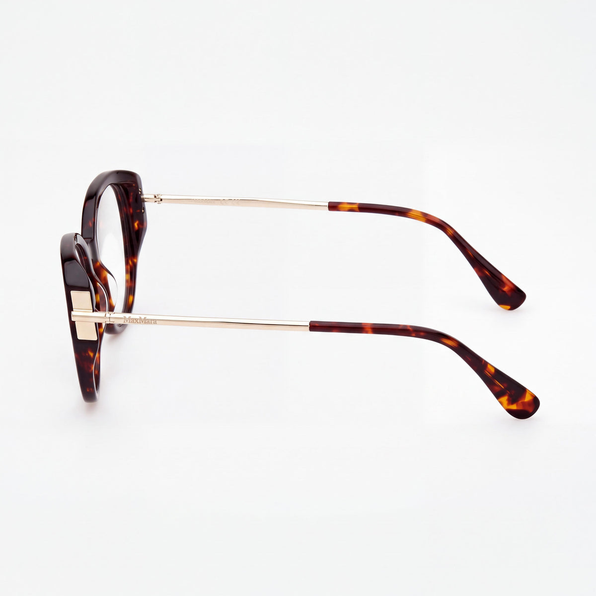 MaxMara Women's Mm5116 Plastic Frame Eyewear Dark Havana Shiny Pale Gold 52mm, Photo 2