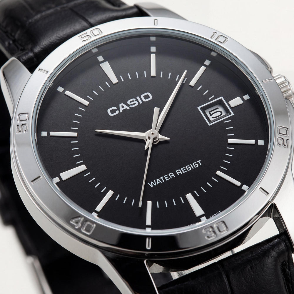 Casio MTP-V004L-1AUDF Men's Black Stainless Steel Watch, 41mm