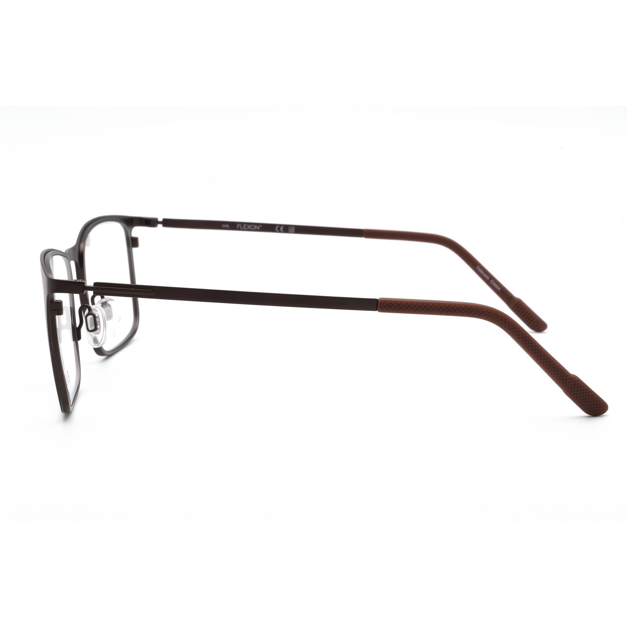 Flexon Men's Eyeglass Frames with Clear Demo Lenses, Ready for Custom Prescription, in Matte Gunmetal Sepia, Photo 2