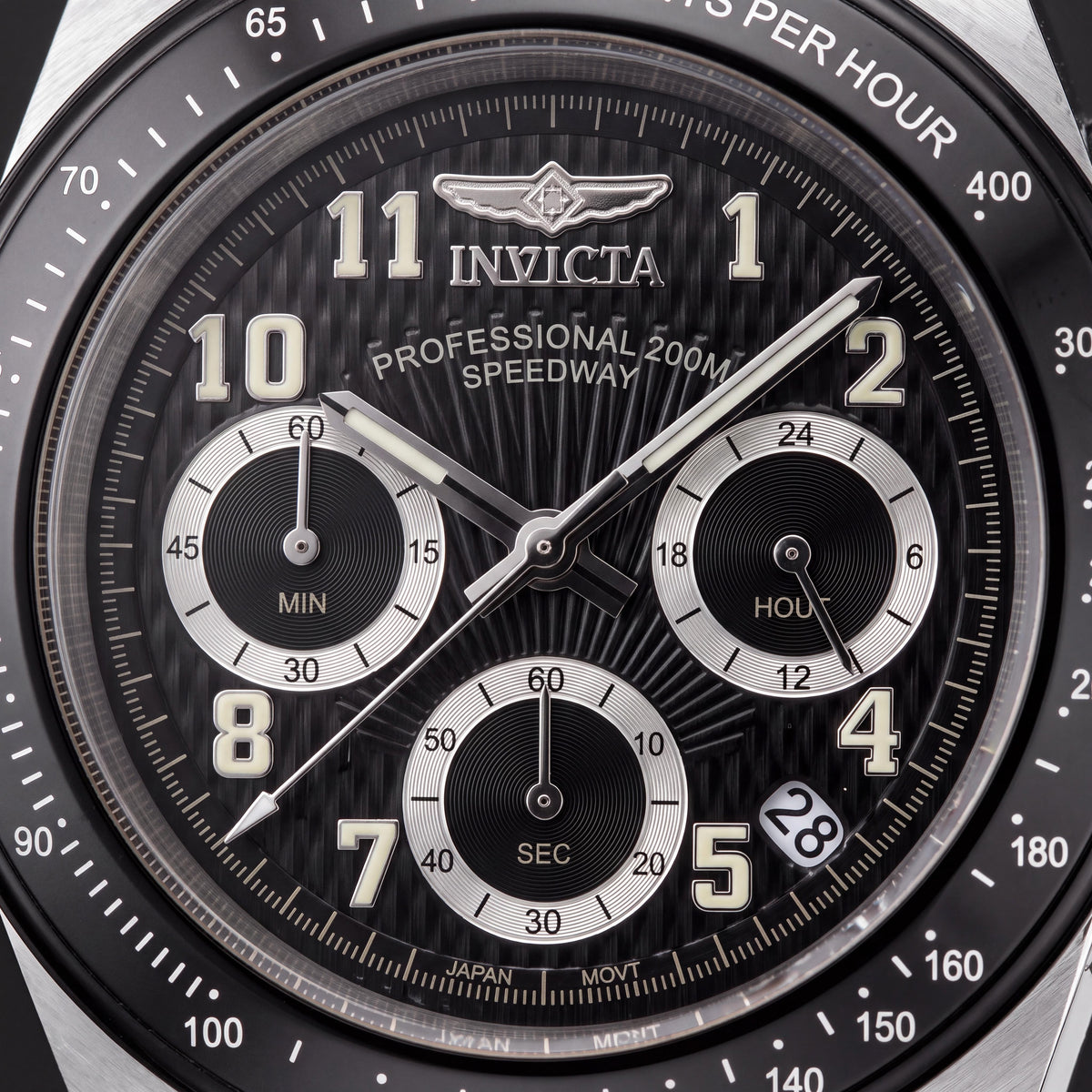 Invicta Speedway Men's Chronograph Quartz Watch Silver-Tone & Black Stainless Steel, Photo 2