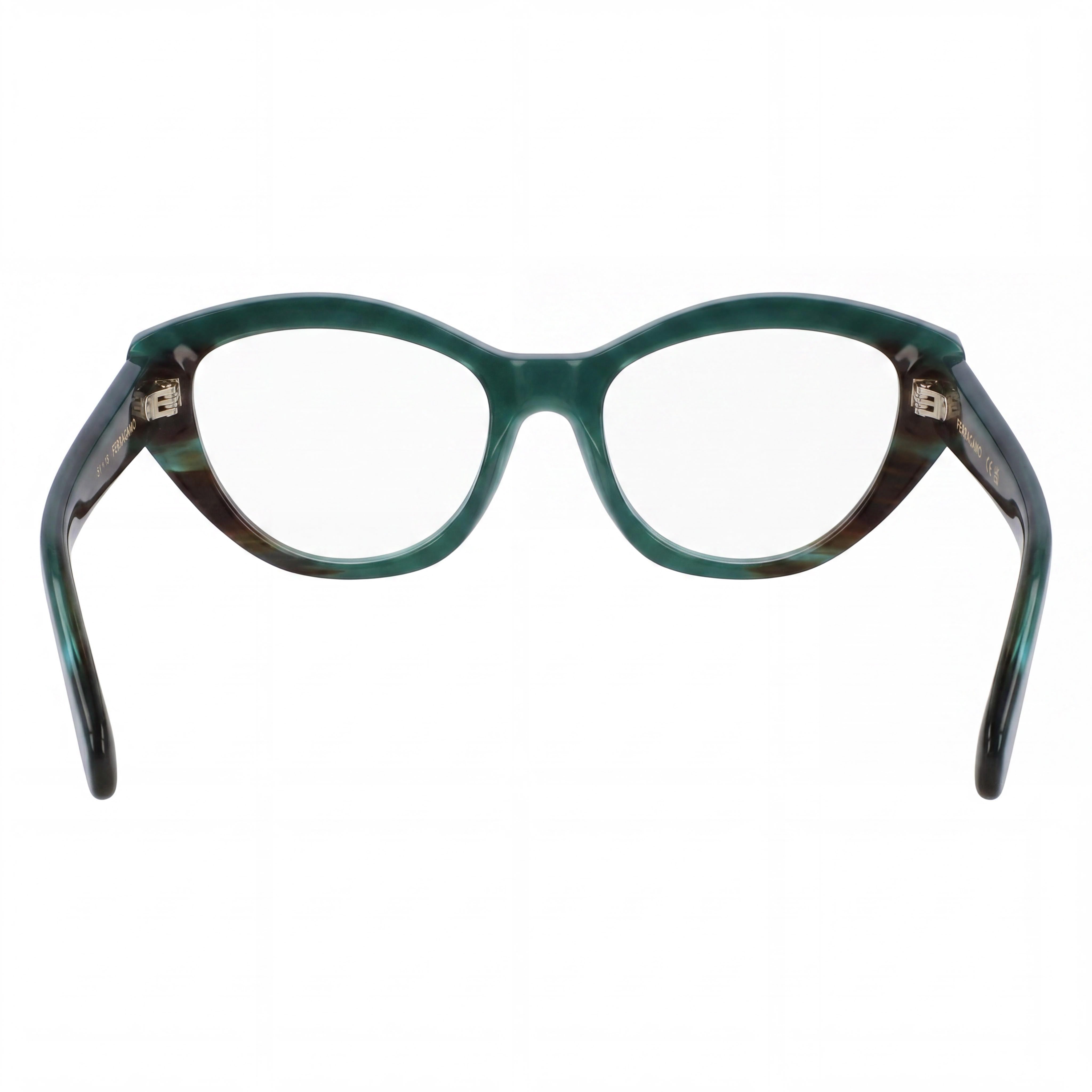 Gafas Ferragamo Sf3011 para mujer de acetato verde opalino a rayas verdes y policarbonato transparente de 53 mm, Photo 4
