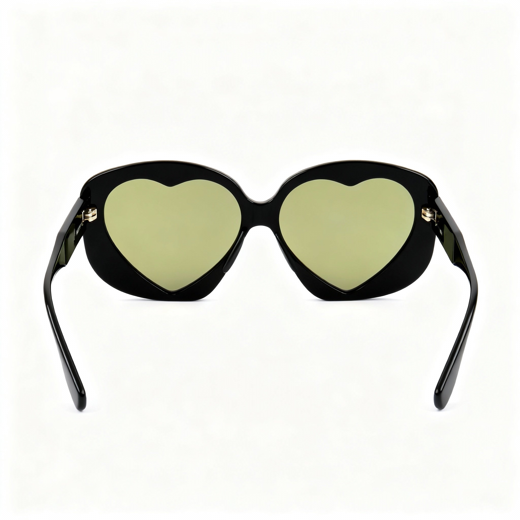 Moschino Casual Women's Heart Shape Acetate Sunglasses with Black Brown Frame & Brown Yellow Multilayer Lenses, 61mm, Photo 3