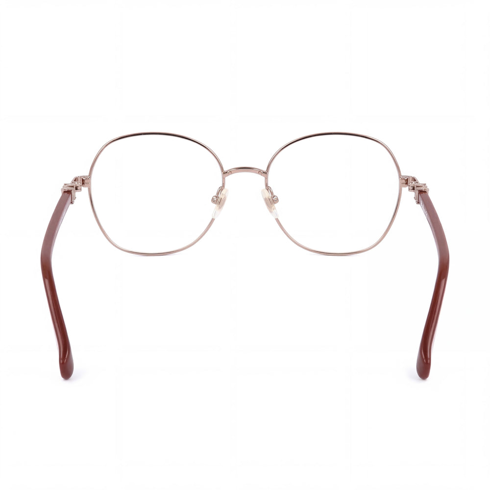 MaxMara Women's Modern Full Rim Shiny Bronze Brown Plastic Frame Eyewear with Transparent Lenses 54mm