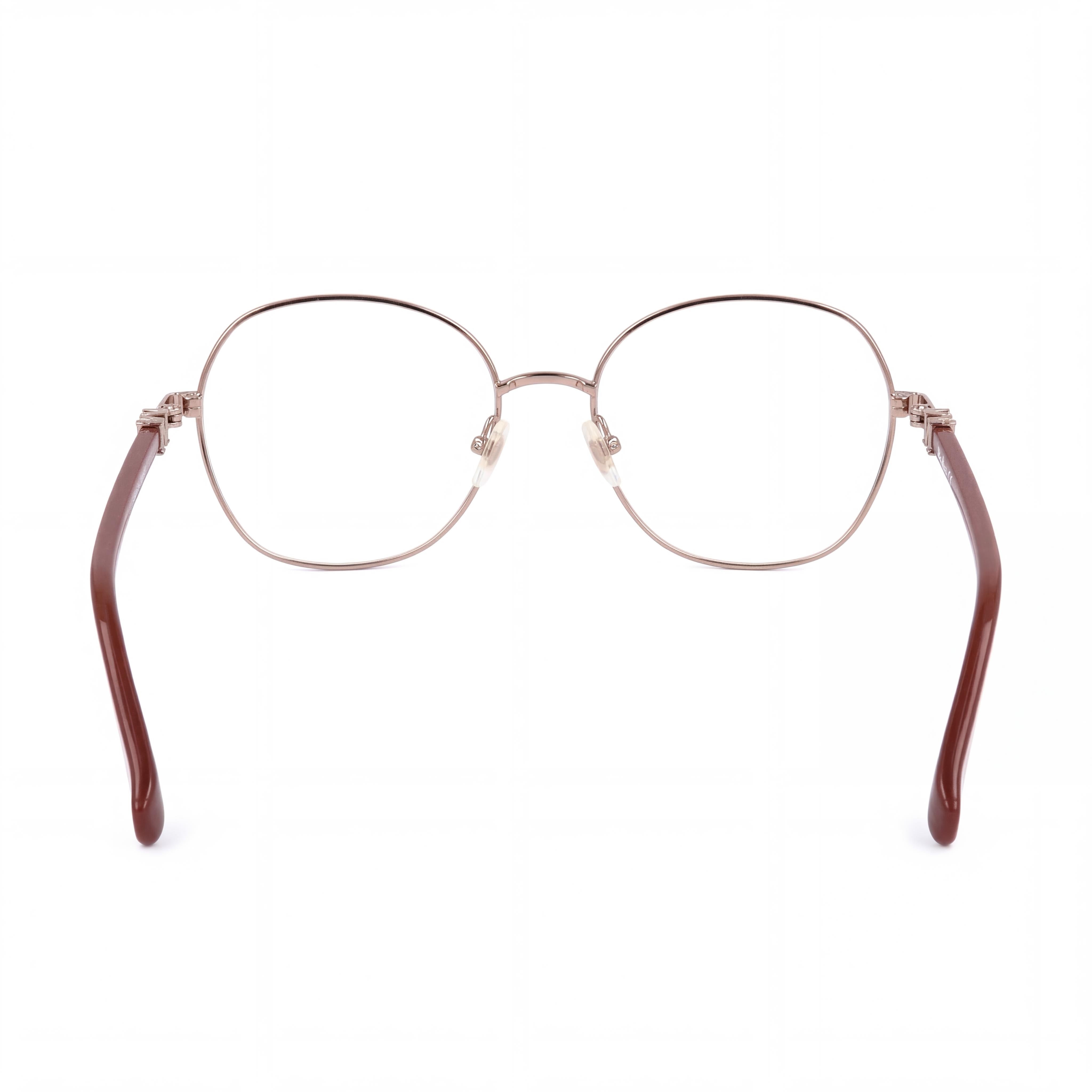 MaxMara Women's Modern Full Rim Shiny Bronze Brown Plastic Frame Eyewear with Transparent Lenses 54mm, Photo 3