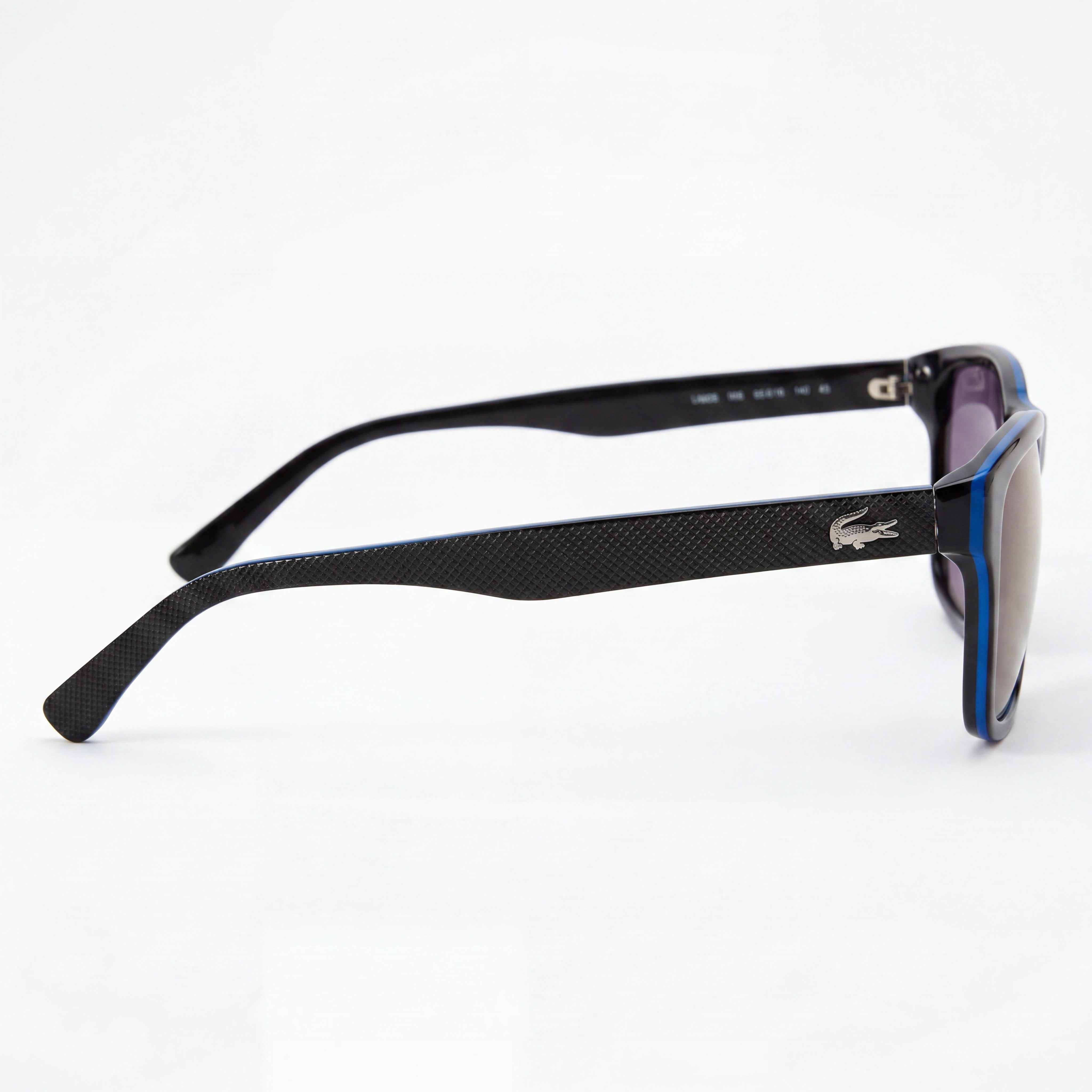 Gafas de sol unisex Lacoste con lentes marrones antirreflejos con protección UV, armazón de plástico (plomo medio, negro, azul belleza), 55 mm, Photo 3