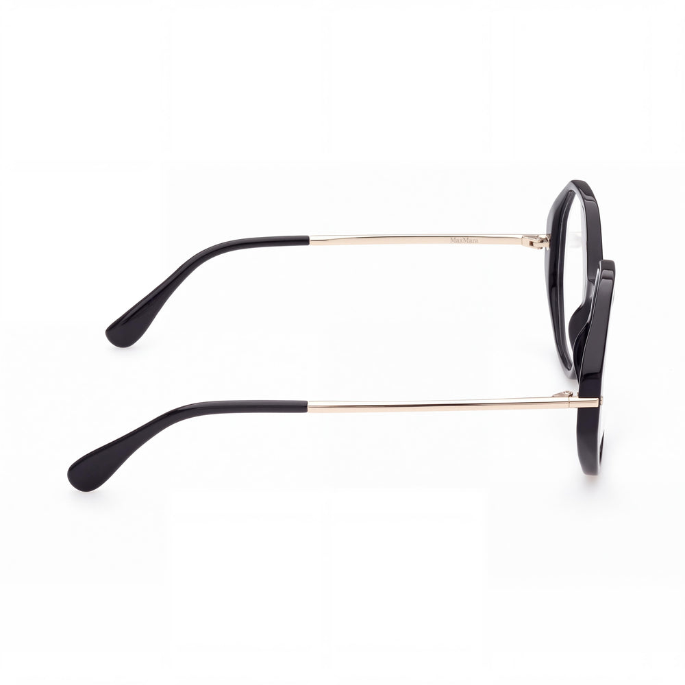 MaxMara Modern Unisex Pantographed Plastic Eyeglasses Black Pale Gold 54mm