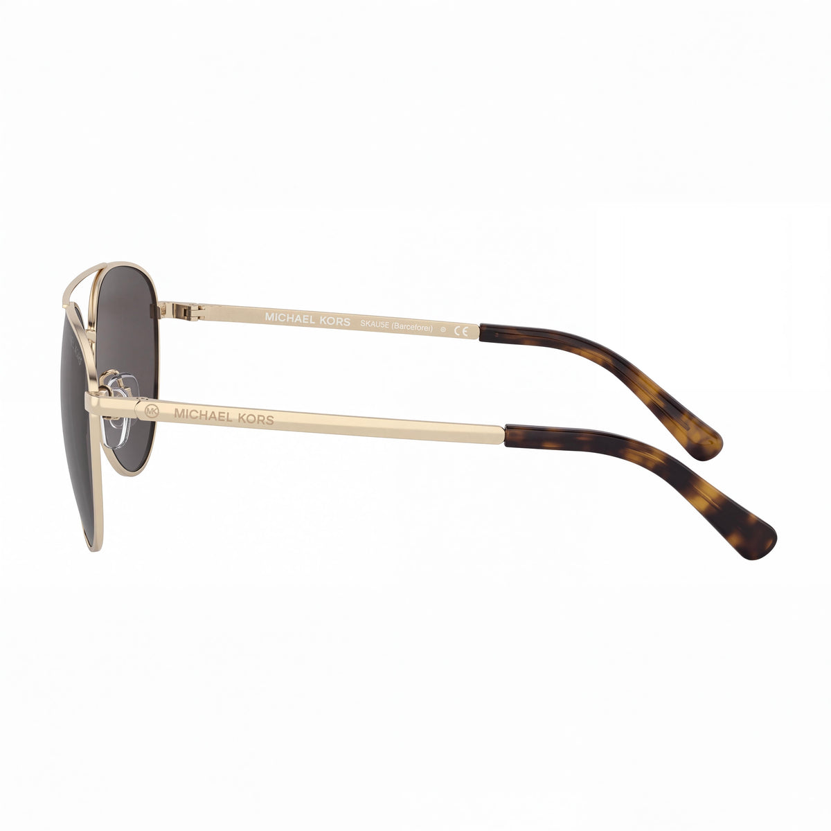 Michael Kors 0mk1056 Women's Aviator Metal Sunglasses Light Gold Dark Grey Solid Frame 58mm UV Protection, Photo 3