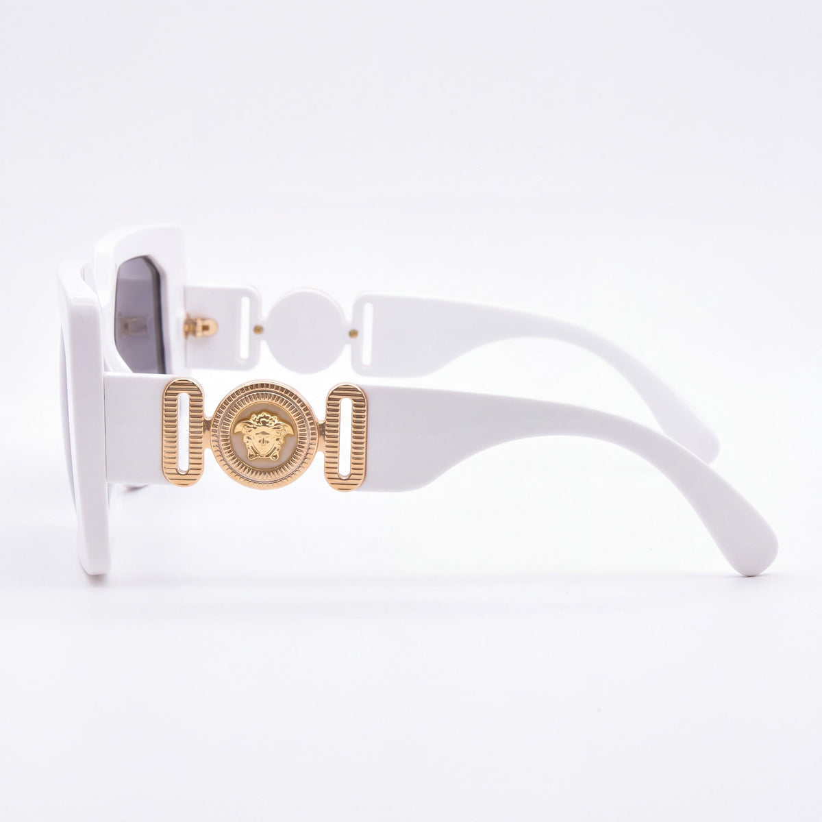 Versace Ve 4478 U Men's Acetate Frame Sunglasses with White Dark Grey Frame and Dark Grey Lenses 55mm, Photo 2