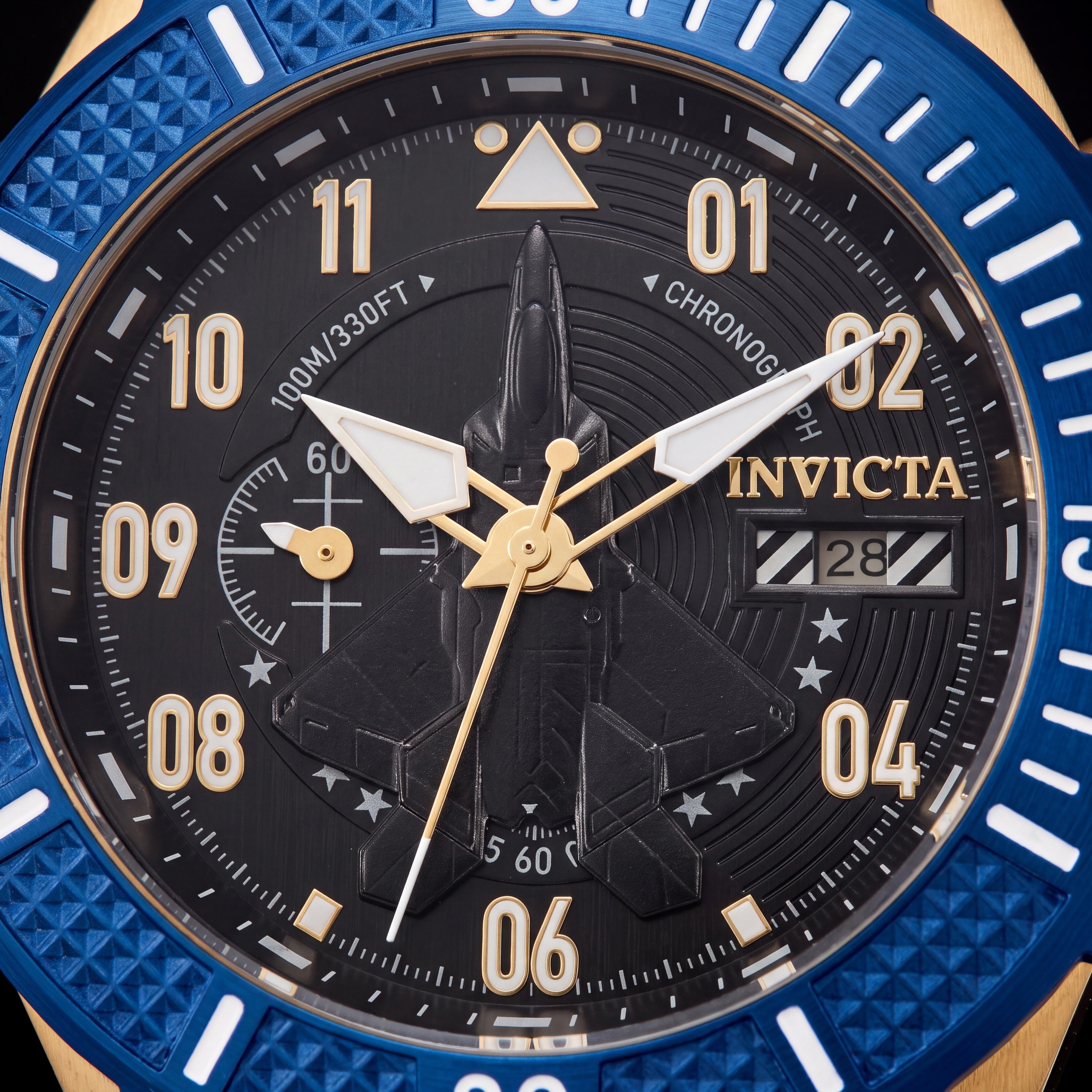 Reloj Invicta Aviator Cronógrafo Moderno Unisex con Esfera Negra de Acero Inoxidable de 50 mm Resistente al Agua, Photo 2