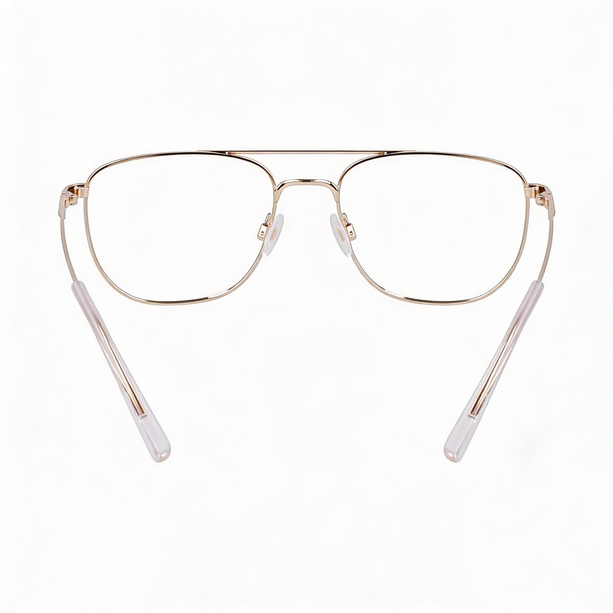 Gafas Flexon Casual para hombre con montura metálica dorada y lentes de plástico transparentes no polarizadas 55-17-145, Photo 4