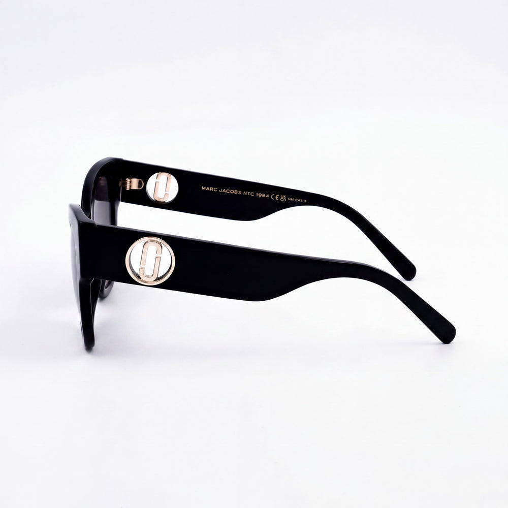 Gafas de sol Marc Jacobs Signature para mujer, de acetato negro gris, con protección UV y lentes graduables, 53 mm