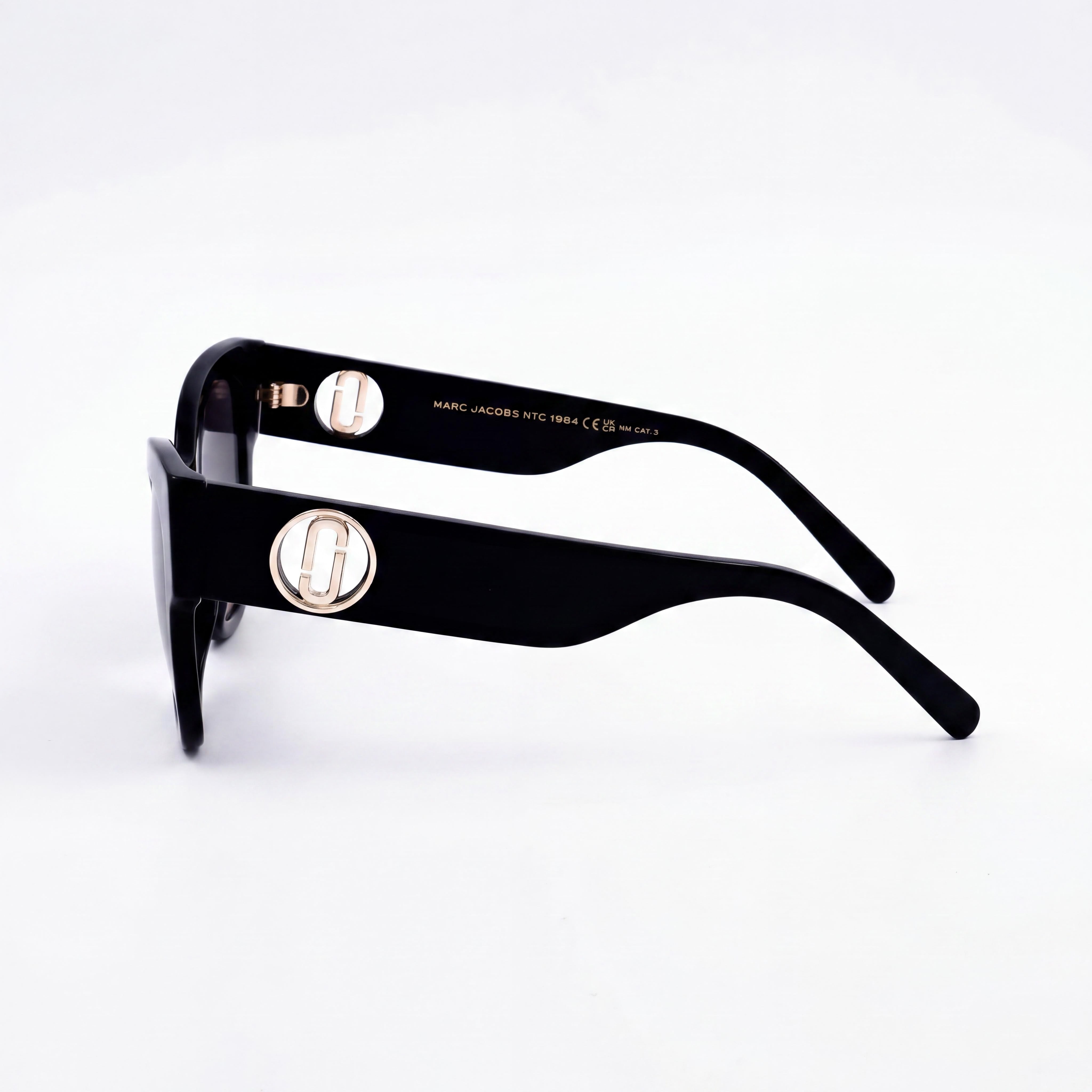 Gafas de sol Marc Jacobs Signature para mujer, de acetato negro gris, con protección UV y lentes graduables, 53 mm, Photo 3