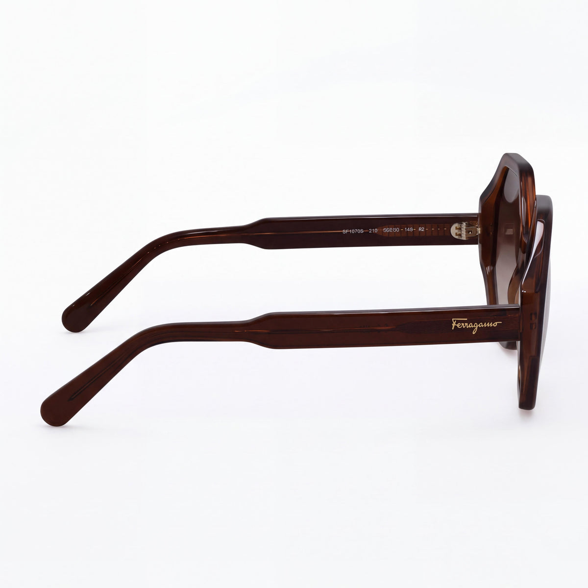 Salvatore Ferragamo Classic Women's Crystal Brown Acetate Grey Non-Polarized UV Protected 55mm Sunglasses, Photo 3
