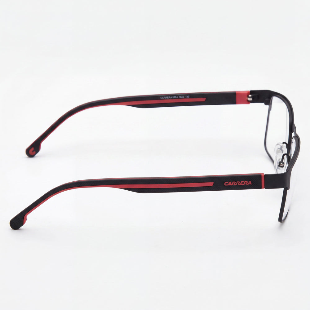Gafas Carrera Modern 8884 para mujer, montura de aleación de acero en negro mate y rojo, lentes de policarbonato no polarizadas, 57 mm