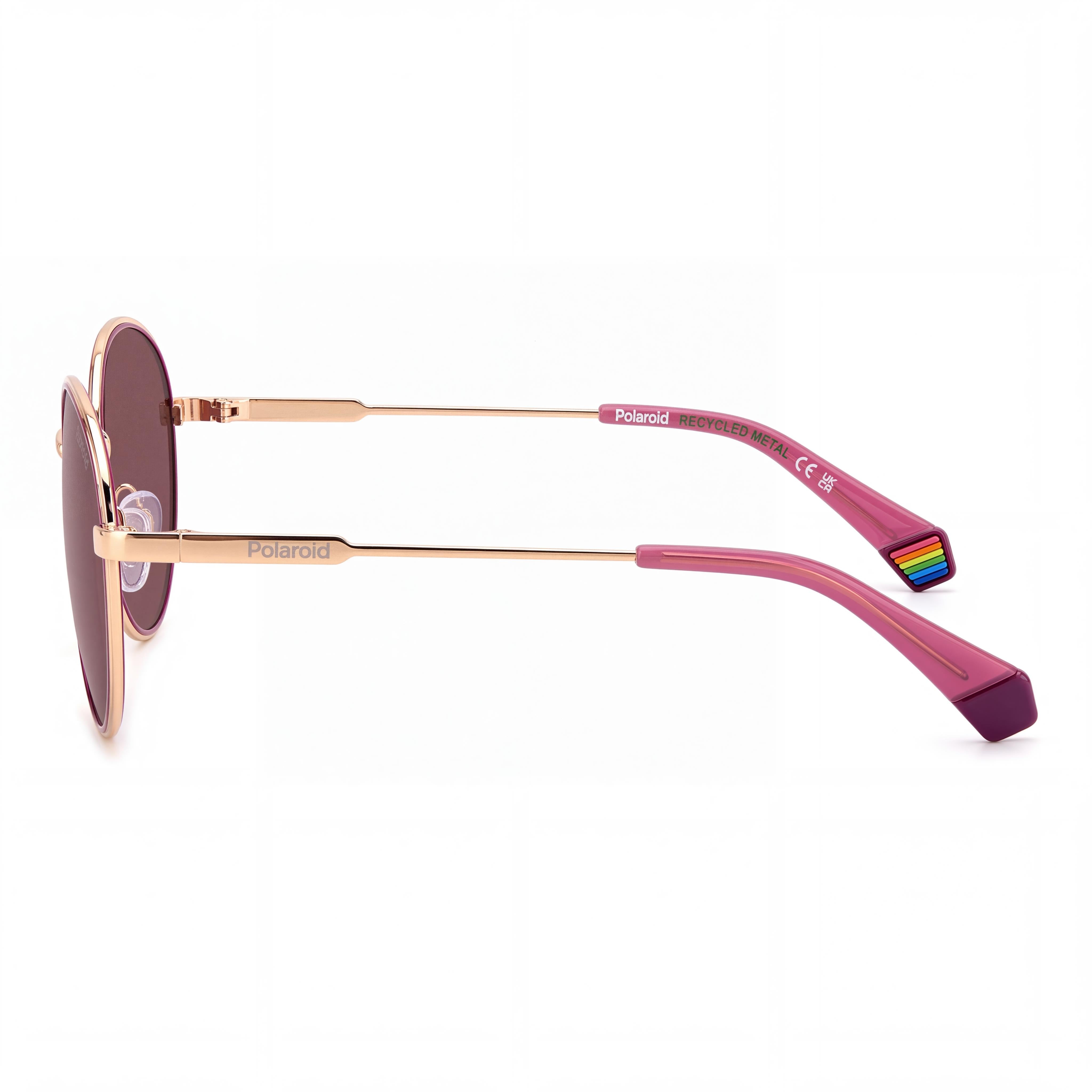 Gafas de sol ovaladas Polaroid Pld 6228/S/X de acero inoxidable color lila dorado cobre 100% UV para mujer, 53 mm, Photo 3