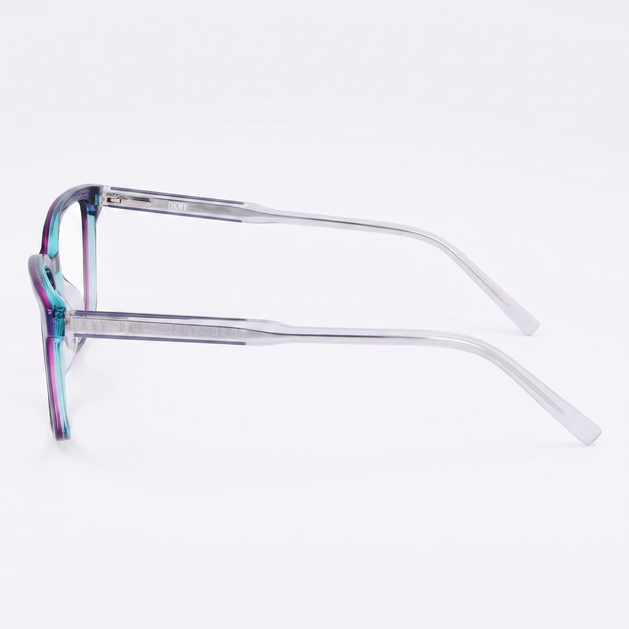 Gafas DKNY Casual para mujer de acetato laminado azul cristal con lentes transparentes, ancho de lente de 52 mm, Photo 2