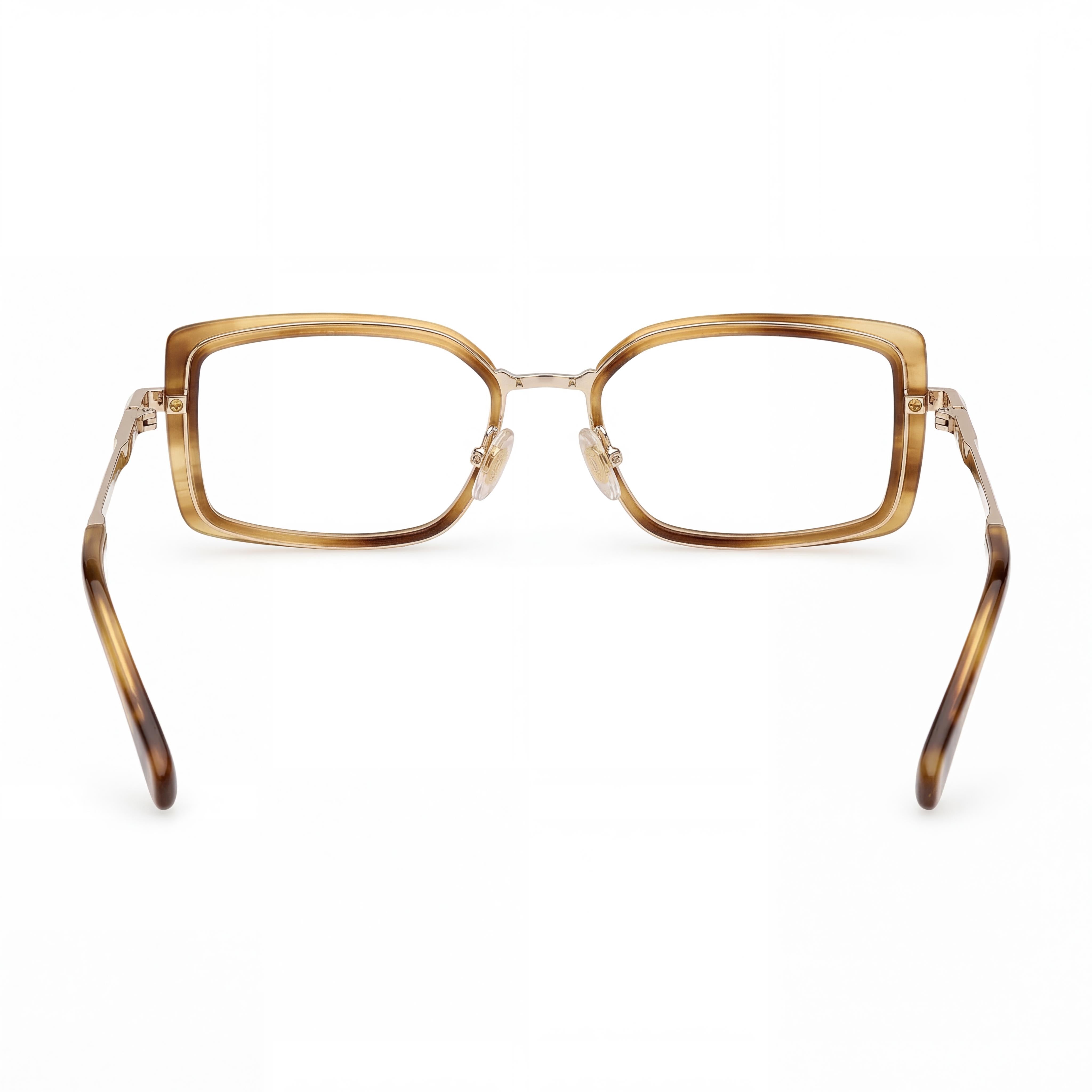 MaxMara MM5186 MODERNO Women's Metal Eyeglasses Light Brown Striped, Shiny Pale Gold 53mm, Photo 3