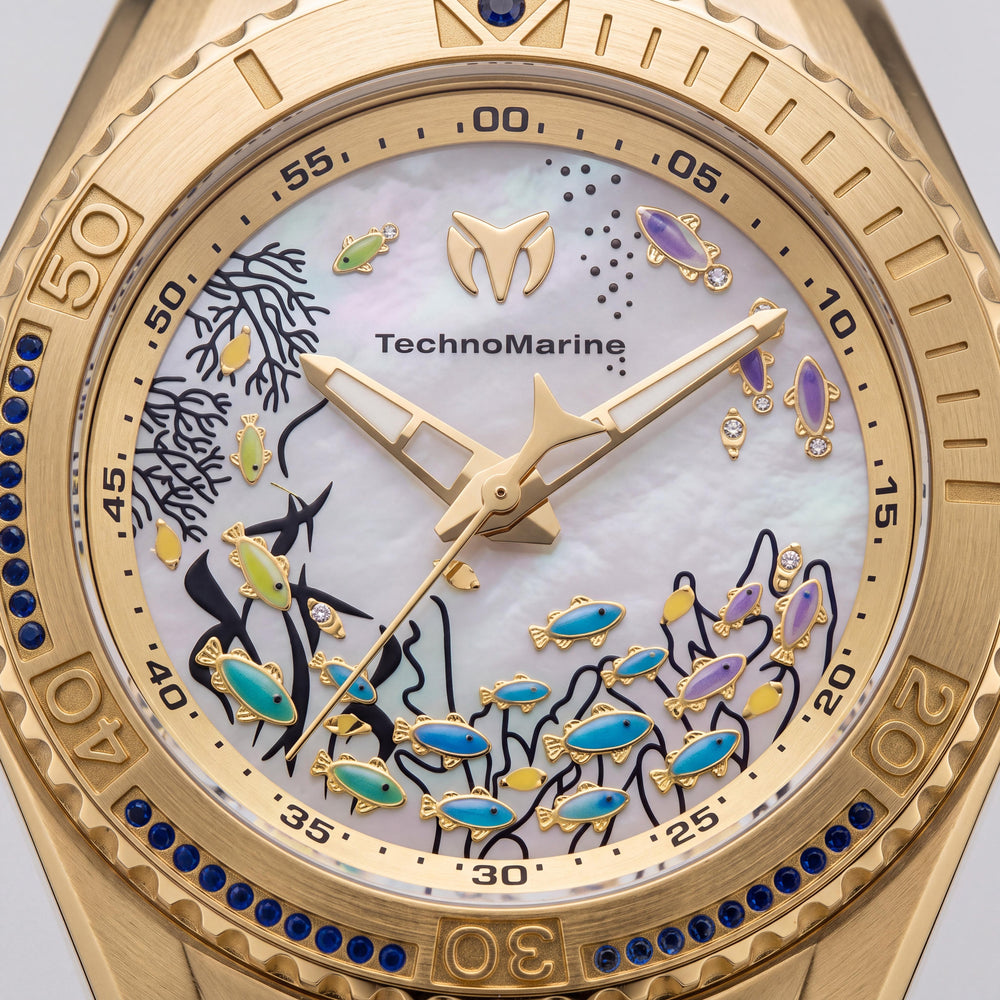 Technomarine Cruise TM-125009 Reloj de cuarzo para mujer, caja de acero inoxidable, correa de silicona, 10 ATM, 40 mm