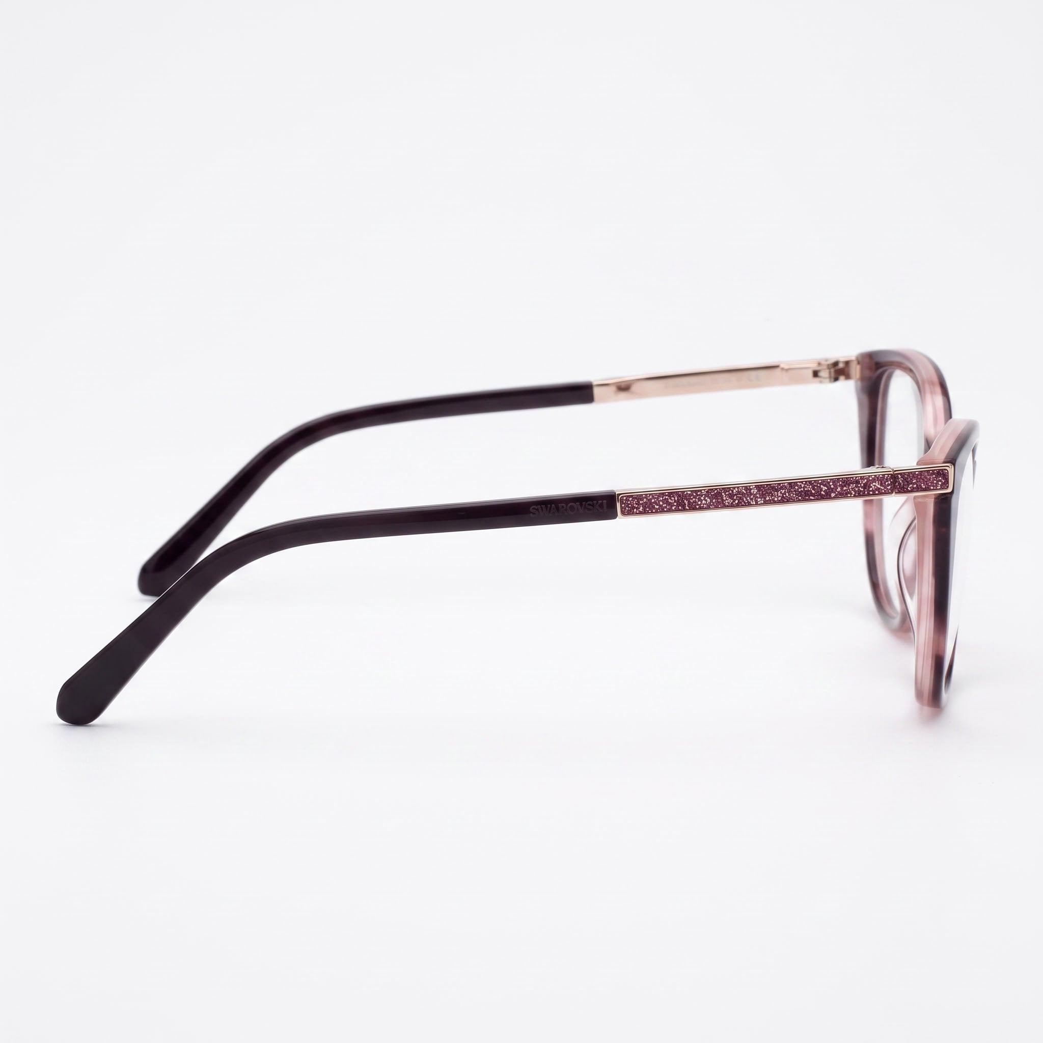 Swarovski SK5414 Modern Women's Bordeaux Optical Eyeglasses Frame, Prescription Ready with Clear Demo Lenses, 53mm, Photo 2
