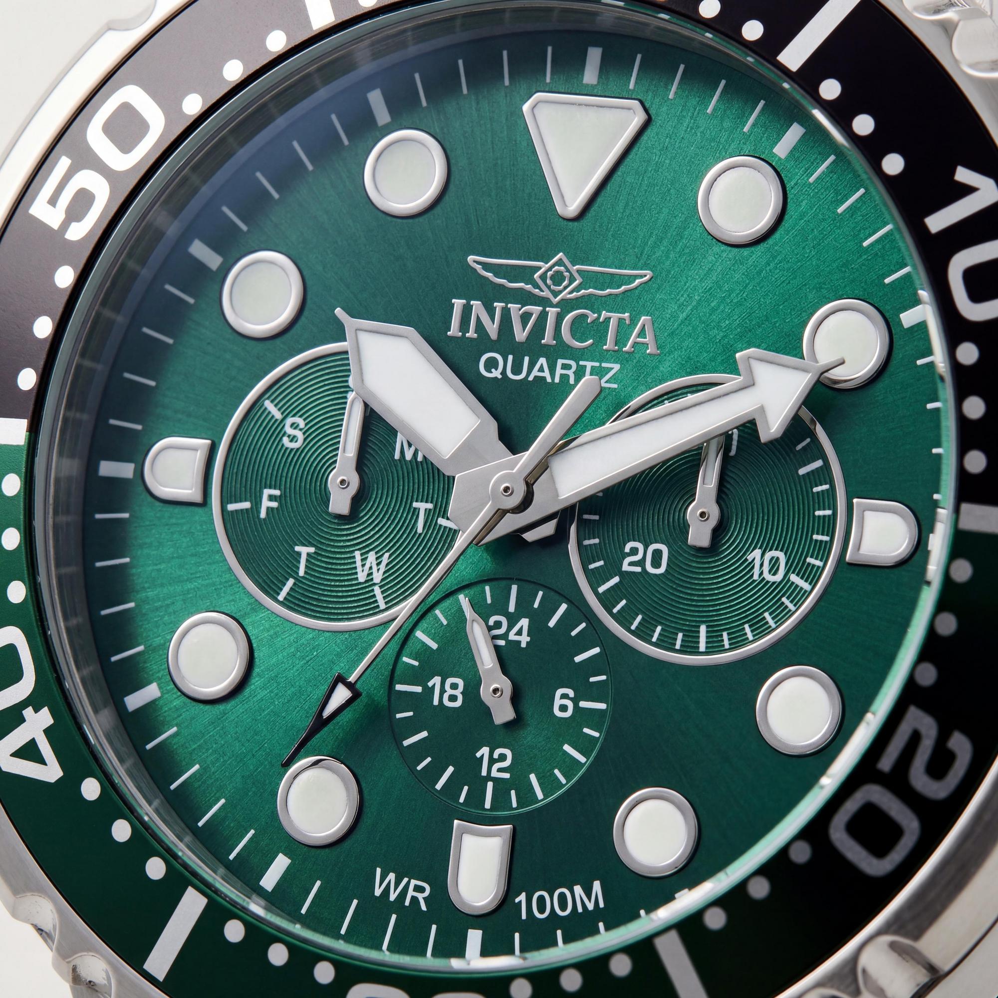Invicta Men's Pro Diver 47232 Stainless Steel 48mm Green Dial Black Silicone Strap Water Resistant Watch, Photo 2