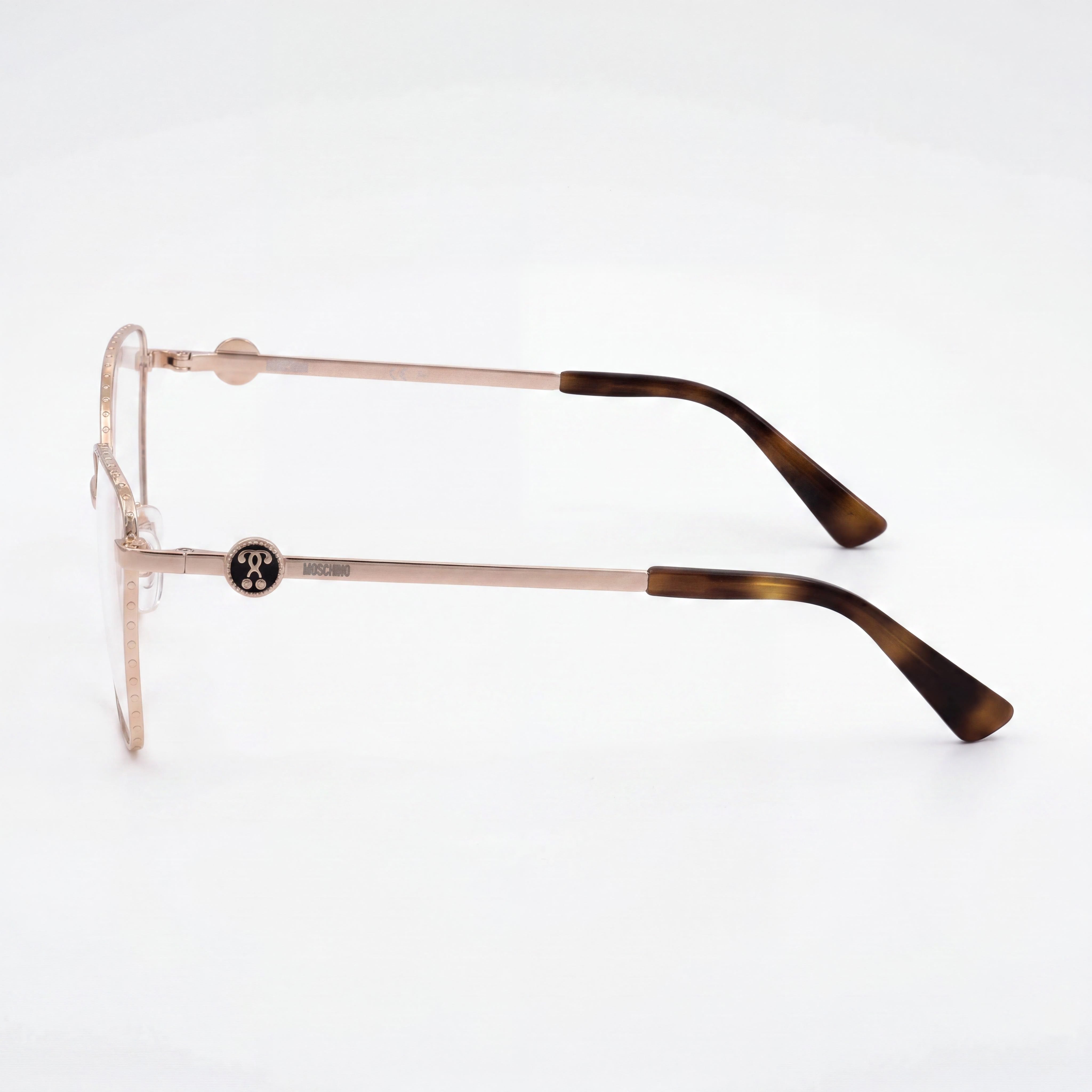 Moschino MOS587 Women's Gold Copper Butterfly Metal Prescription Ready Eyeglasses with Clear Demo Polycarbonate Lenses, 53, Photo 2