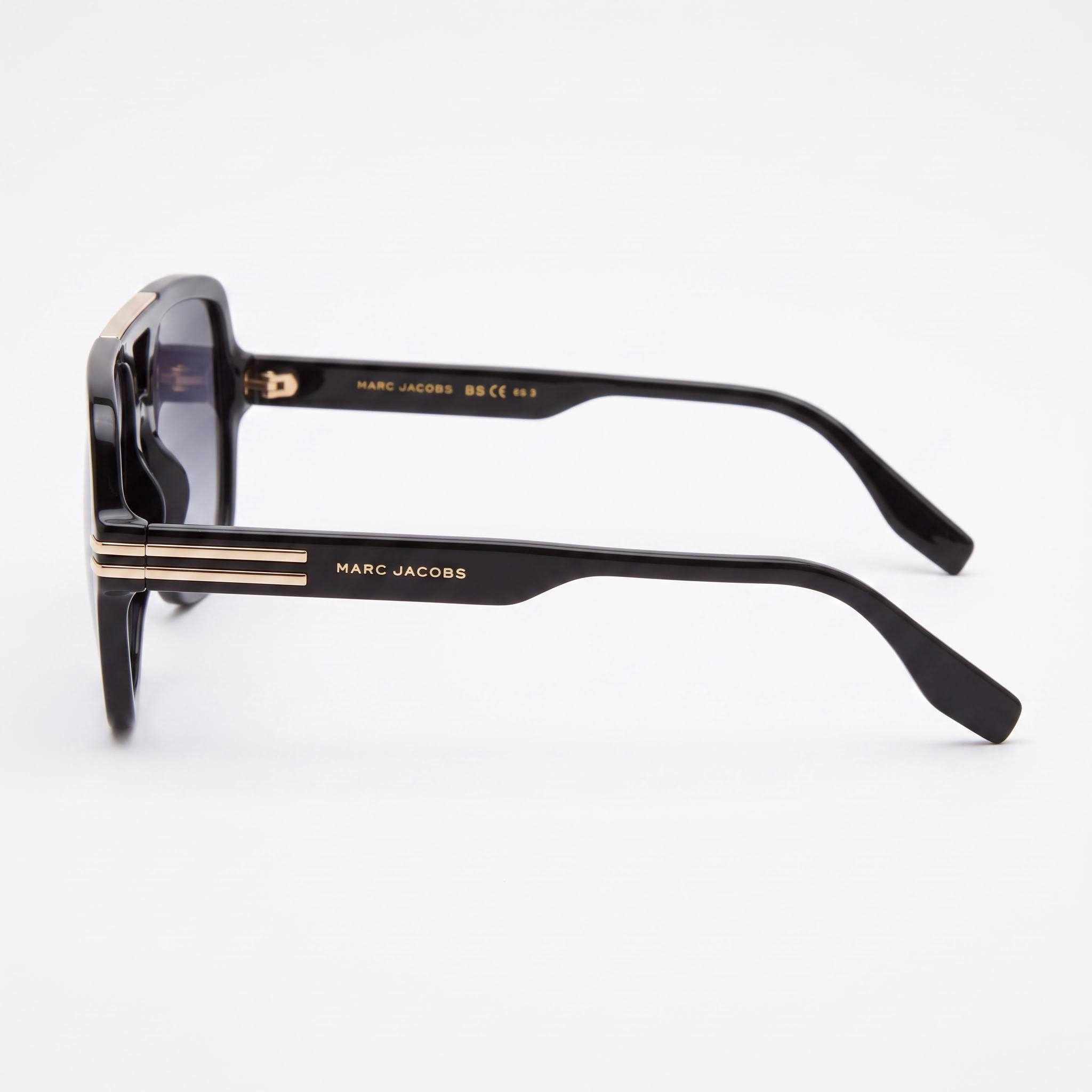 Gafas de sol unisex contemporáneas Marc Jacobs de acetato negro con protección UV, lentes oscuras degradadas de 58 mm, Photo 3