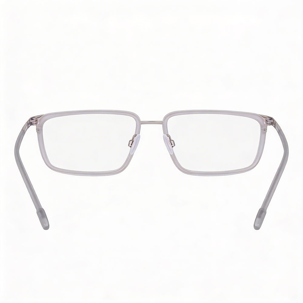 Monturas ópticas Flexon para hombre, montura gris plateada mate, aptas para prescripción médica con lentes transparentes de demostración