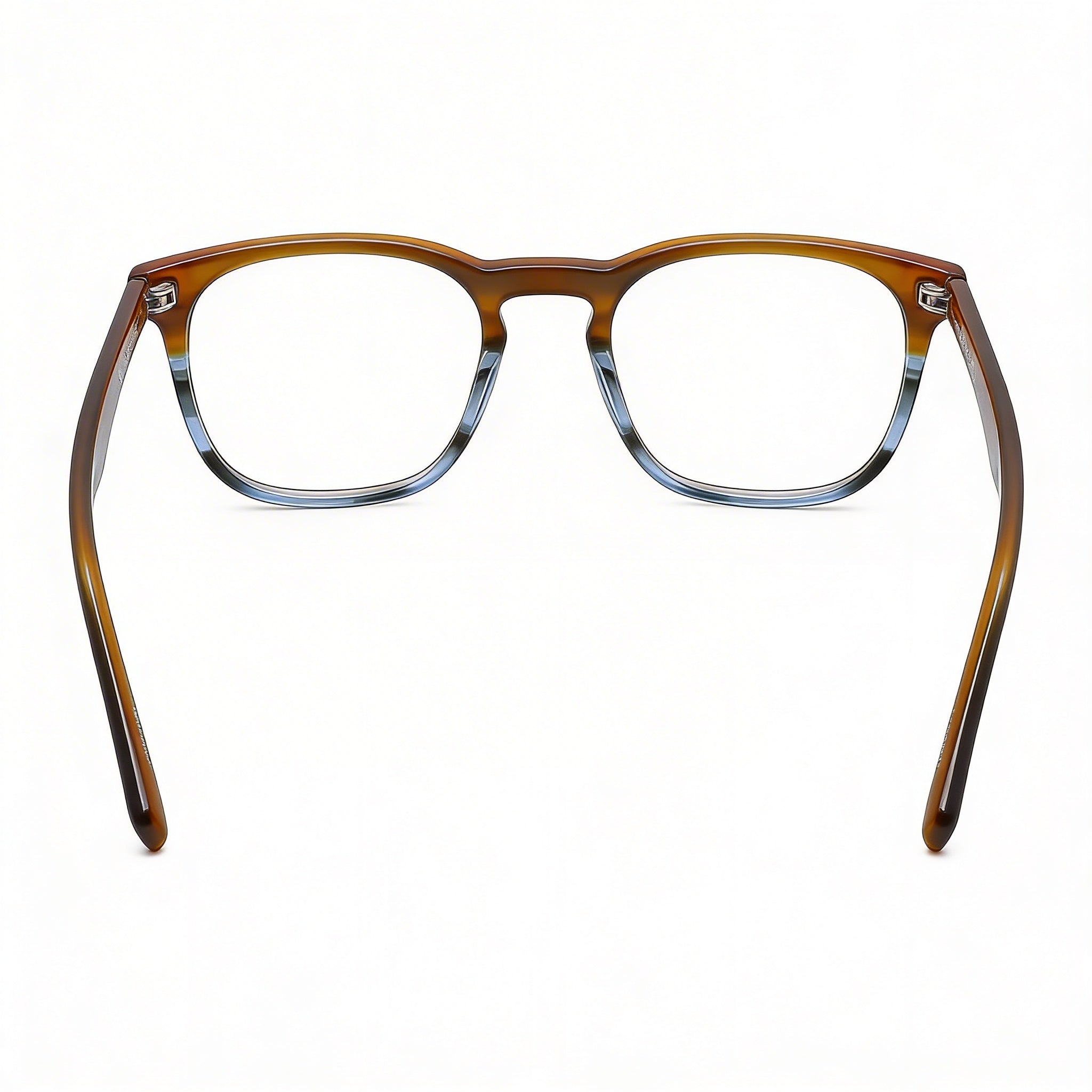 Gafas Lacoste cuadradas unisex de metal con montura completa y lentes de policarbonato, a rayas marrón/azul 50 mm, Photo 3