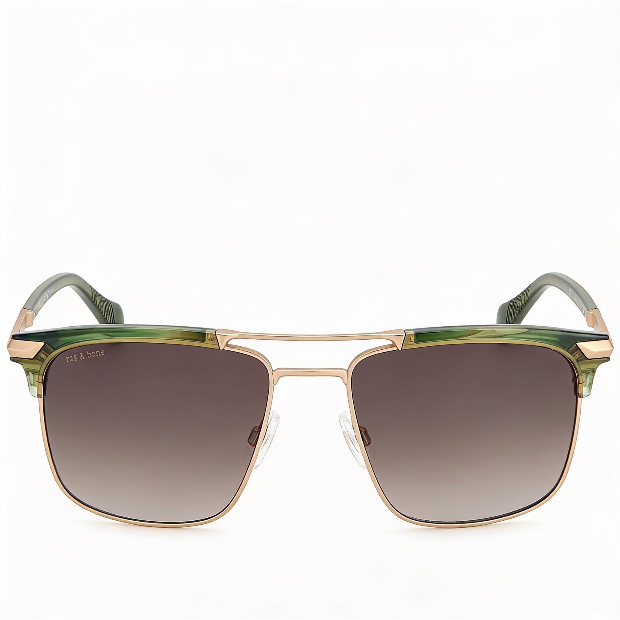 Gafas de sol informales Rag & Bone para hombre, acero inoxidable, cuerno color caqui, protección UV, no polarizadas 55-17-145, Photo 4