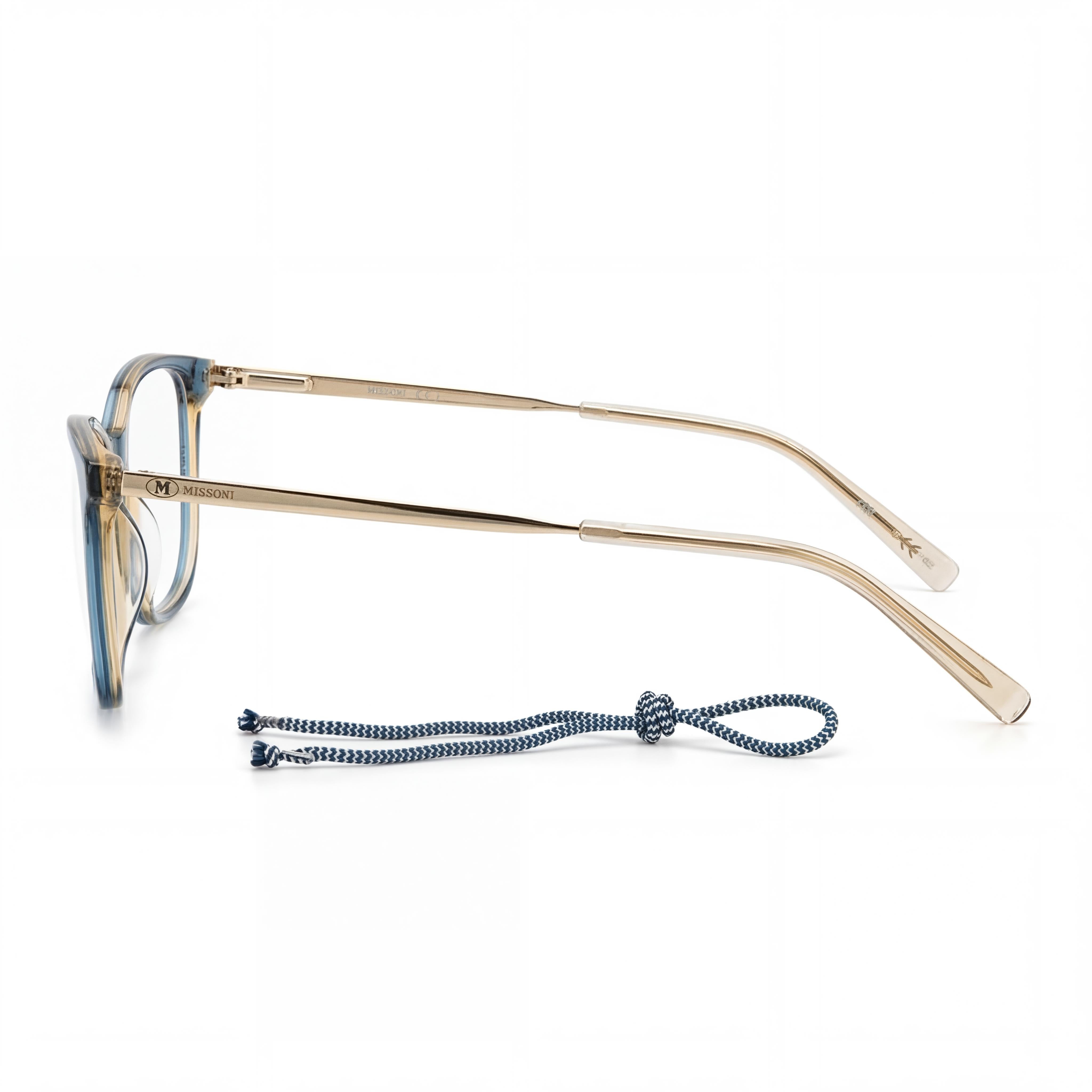 Gafas ópticas de hombre Missoni estilo moderno de acetato en azul beige con lentes azul beige 54-16-145, Photo 3