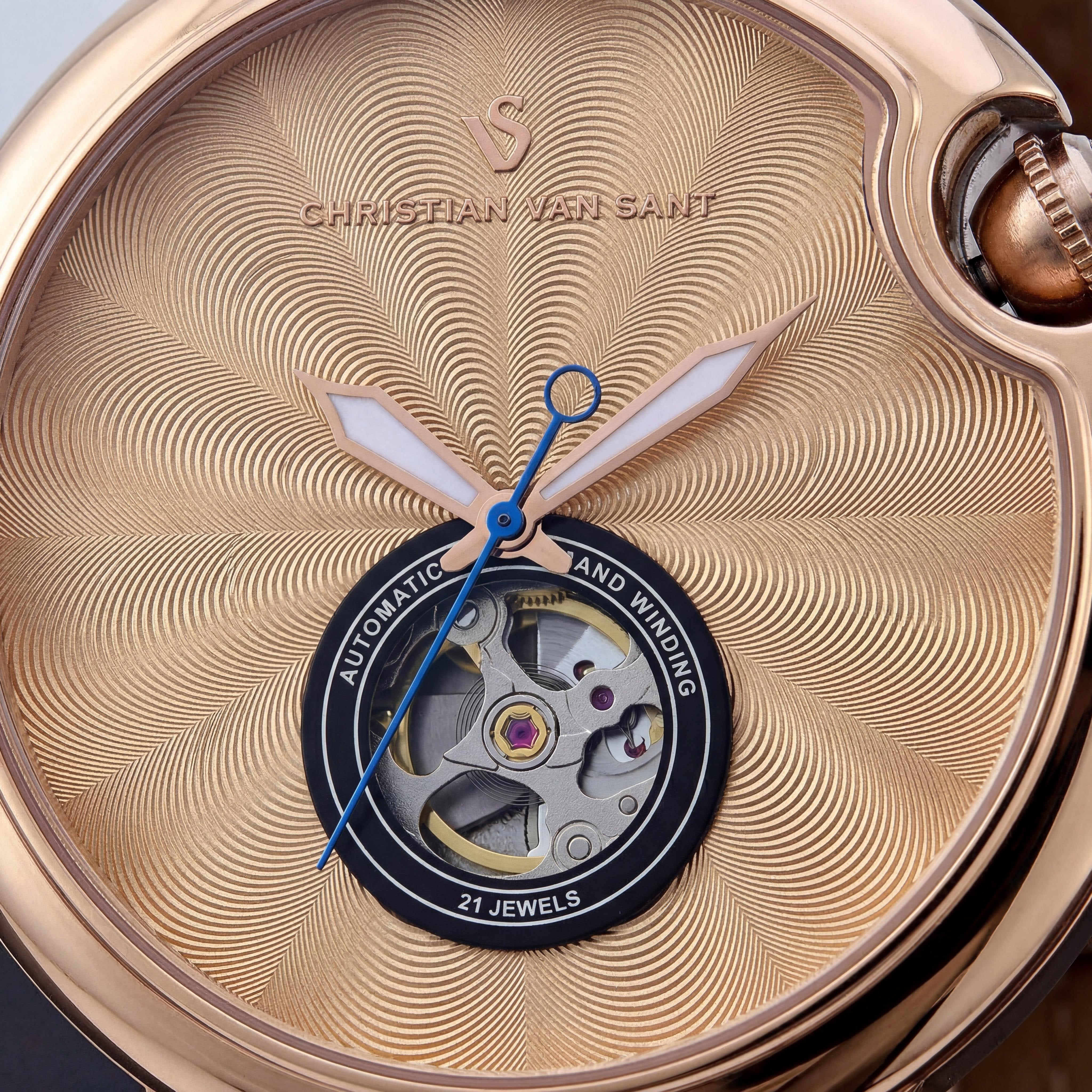 Christian Van Sant Reloj automático para hombre con esfera negra y resistente al agua, Photo 2