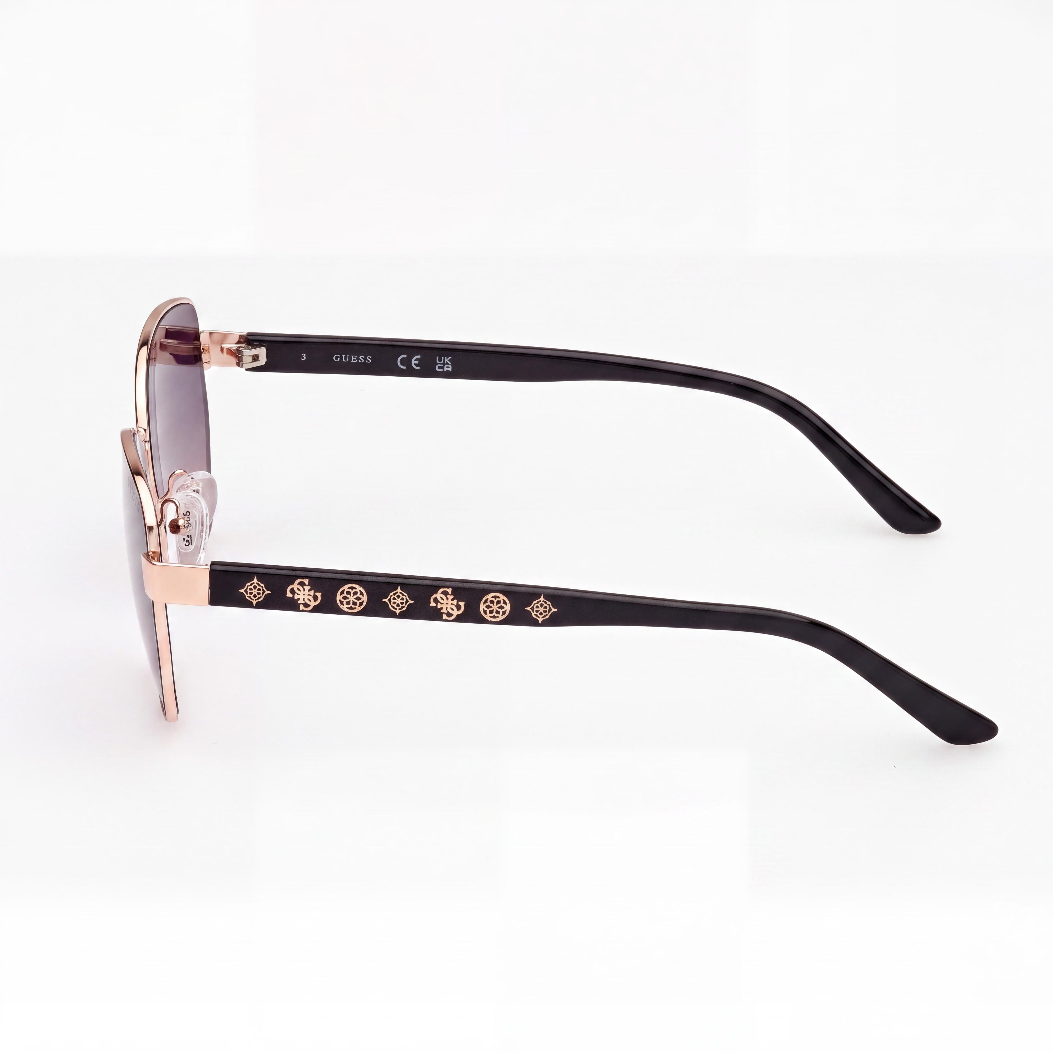 GUESS GU00102 Women's Black Metal Frame Sunglasses with Gradient Smoke Lenses & UV Protection, 56-14-140, Photo 3