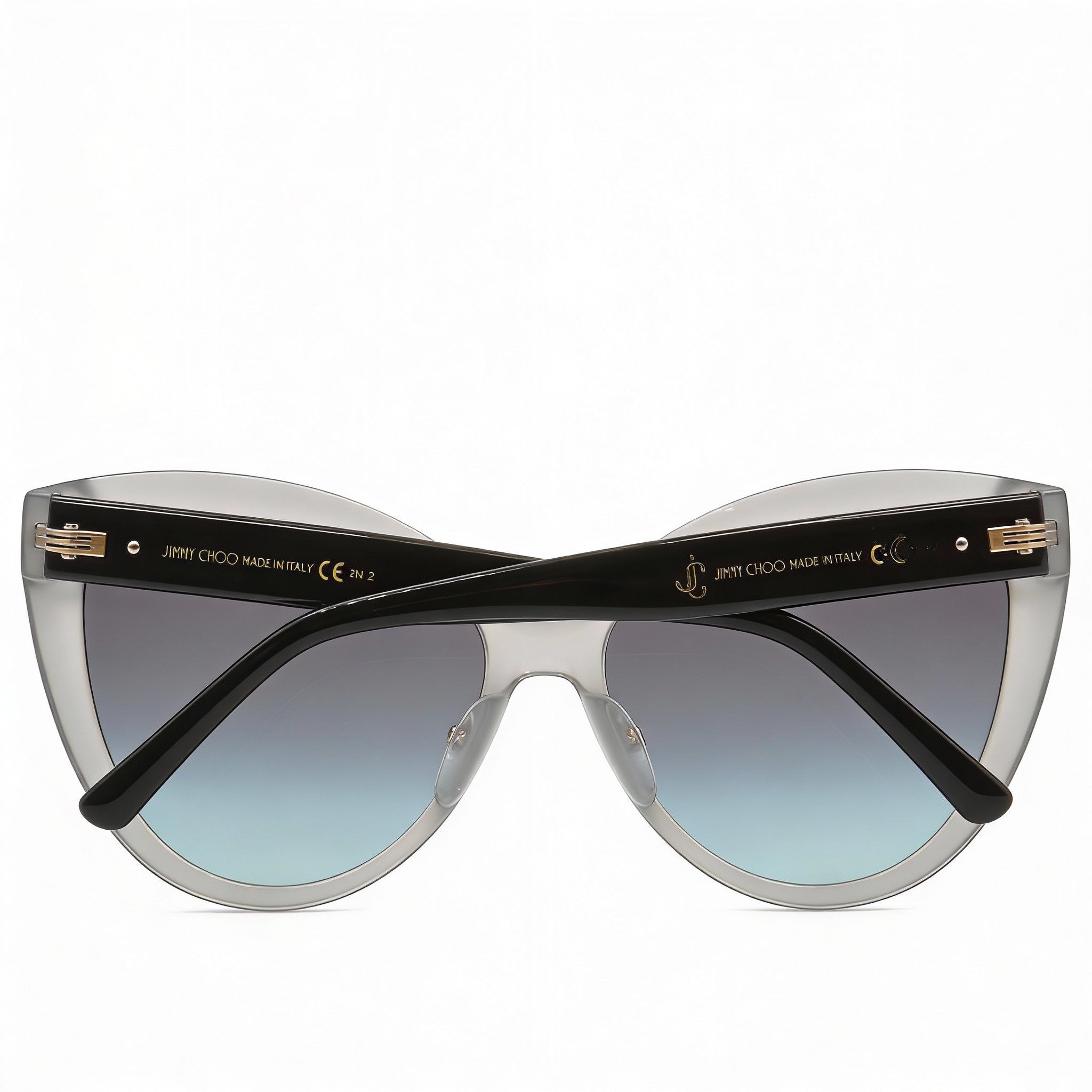 Gafas de sol Jimmy Choo Sinnie/G/S Cat Eye para mujer con montura de acetato verde grisáceo y lentes degradadas en gris verdoso de 57 mm, Photo 4