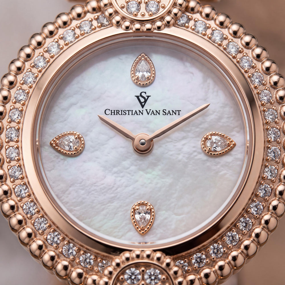 Christian Van Sant CV1272 Women's Automatic Watch with Rose Gold Stainless Steel Case & Bracelet, Silver Dial