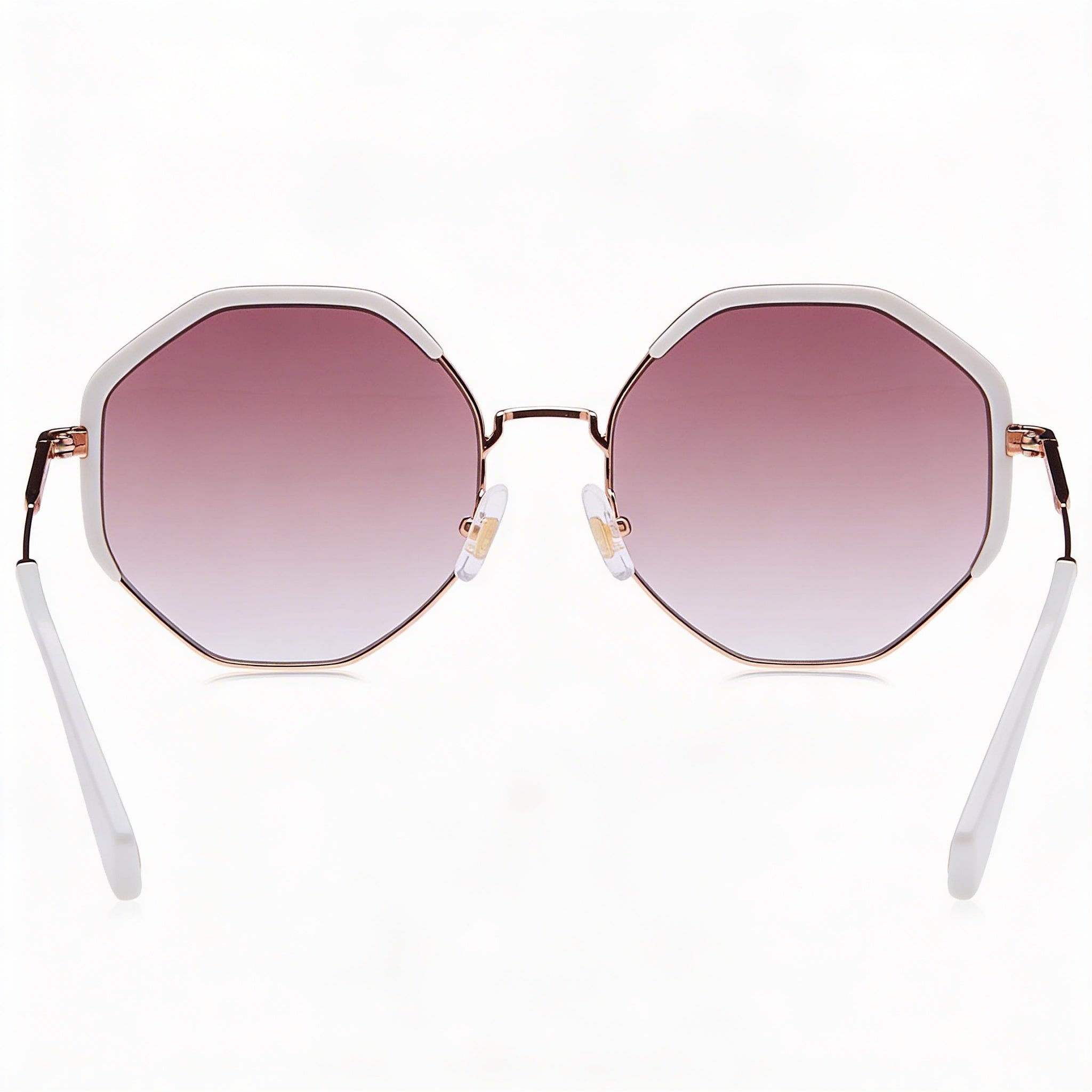 Gafas de sol Marc Jacobs casuales para mujer, con montura metálica de color blanco oro rosa y lentes de protección UV degradadas en color marrón, 56 mm, Photo 4