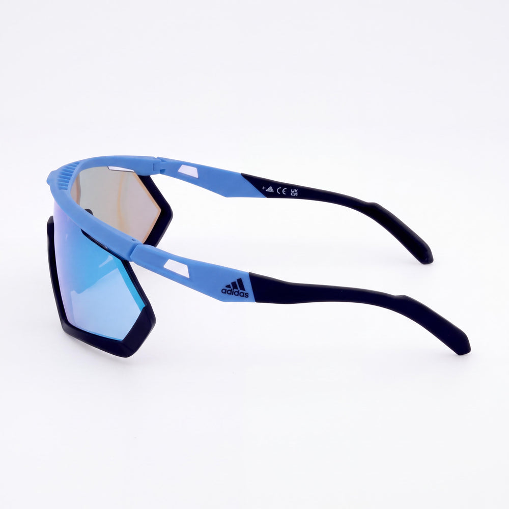adidas Sp0054 Men's Matte Blue Acetate Sunglasses with Blue Mirror Lenses & UV Protection